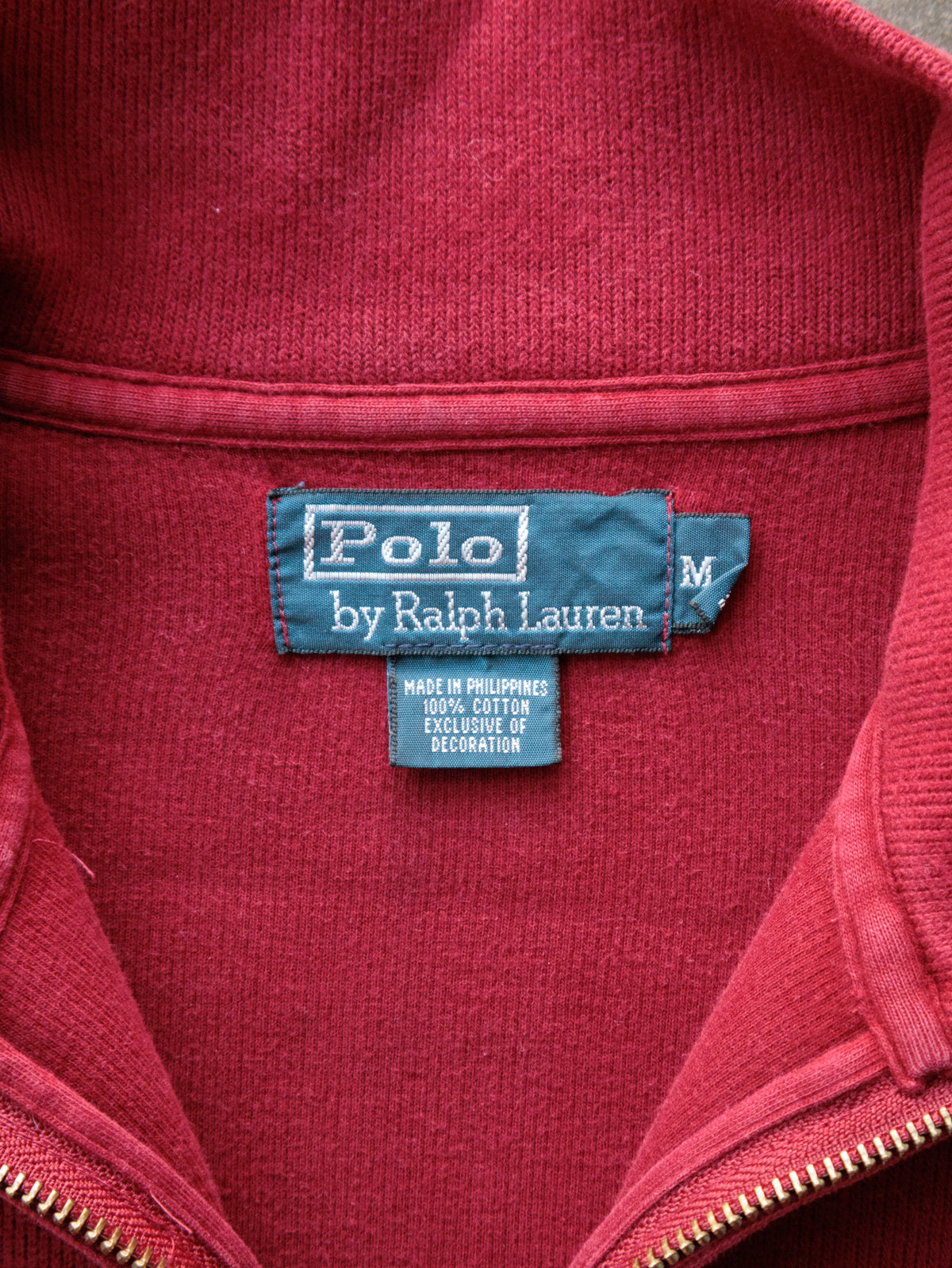 Vintage 90s Red Polo Ralph Lauren Knit Quarter Zip (M)