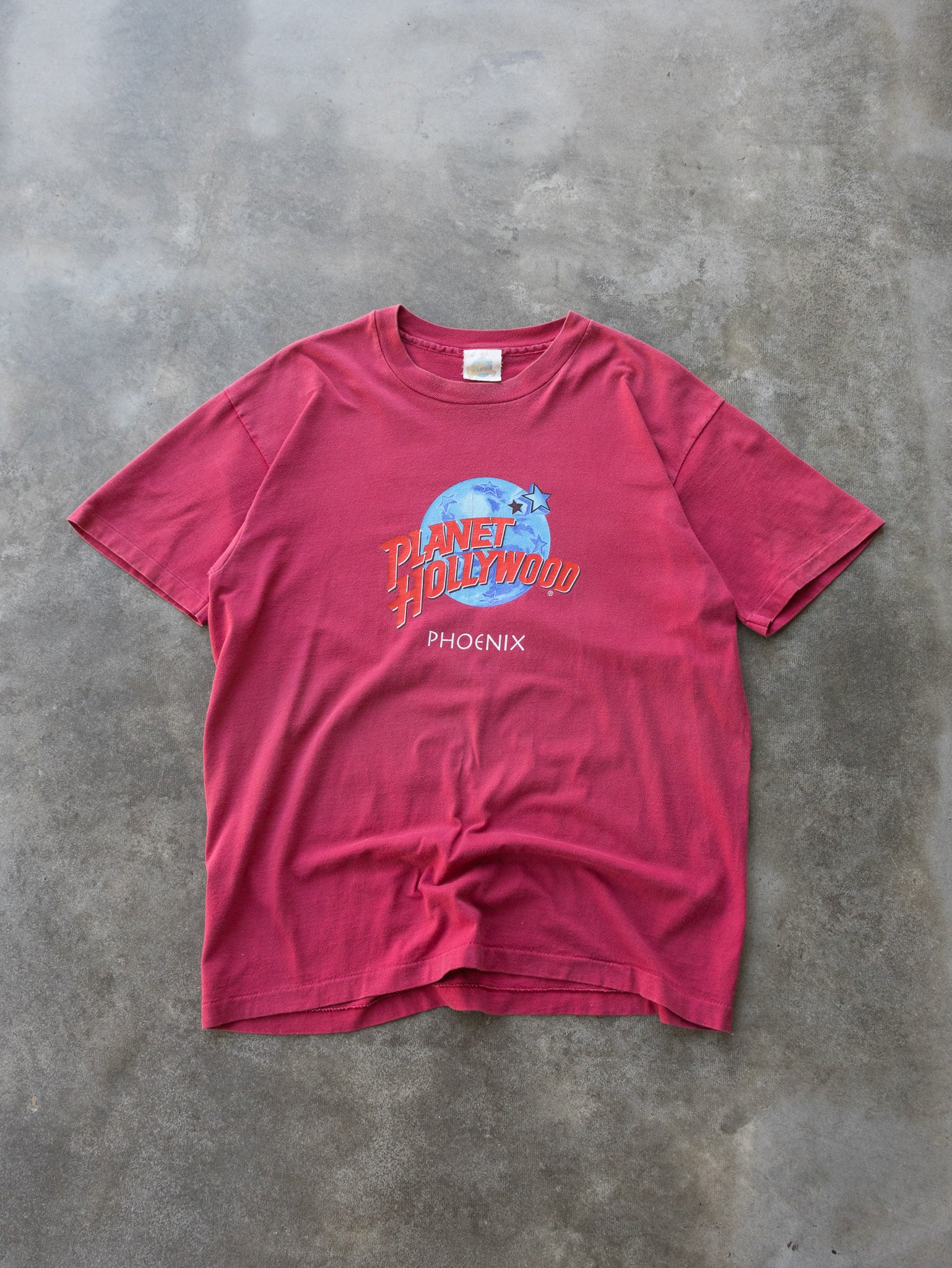 Vintage 90s Washed Red Planet Hollywood Phoenix Tee (XL)