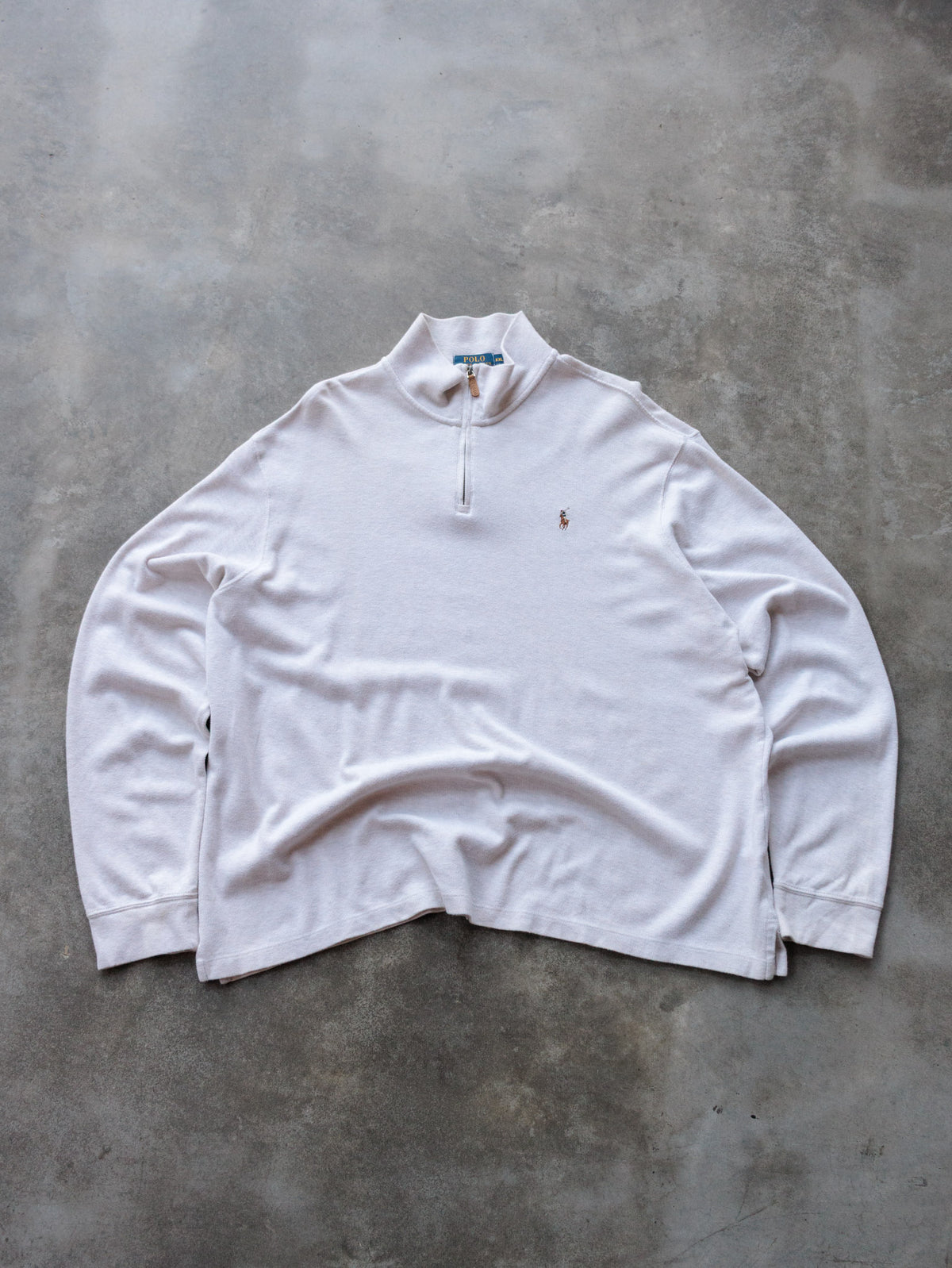 Vintage 00s White Polo Ralph Lauren Knit Quarter Zip (2XL)