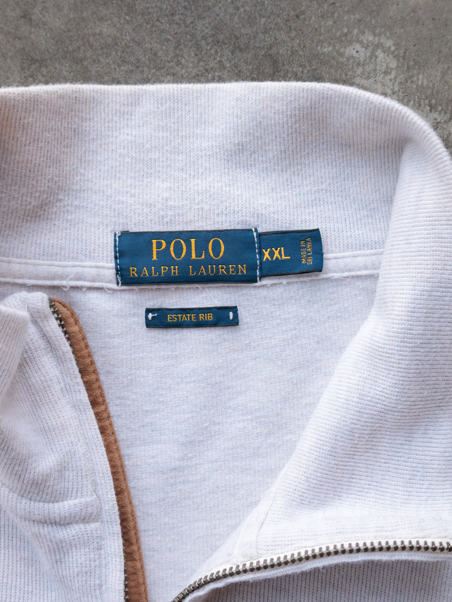 Vintage 00s White Polo Ralph Lauren Knit Quarter Zip (2XL)