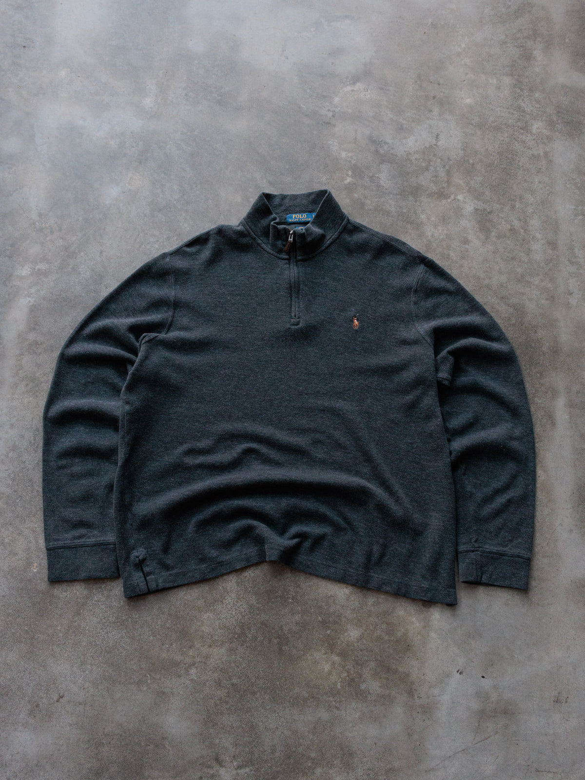Vintage Grey Polo Ralph Lauren Knit Quarter Zip (L)