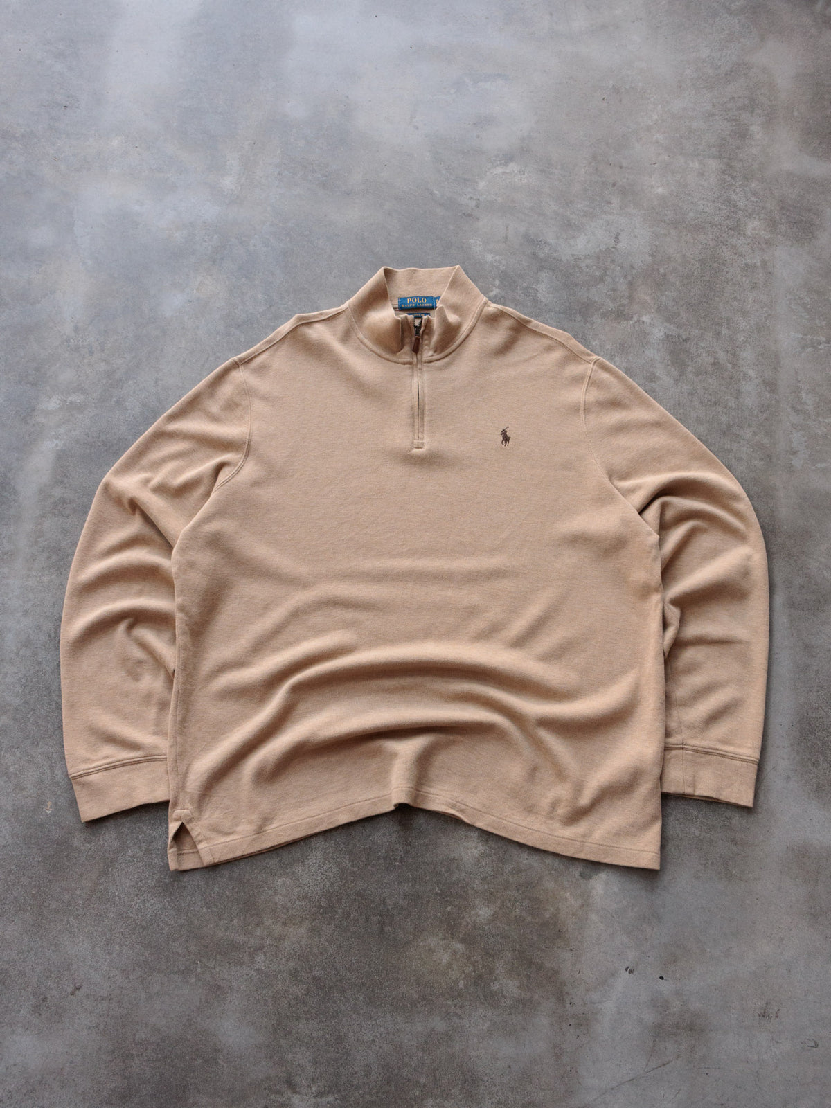 Vintage Tan Polo Ralph Lauren Knit Quarter Zip (XL)