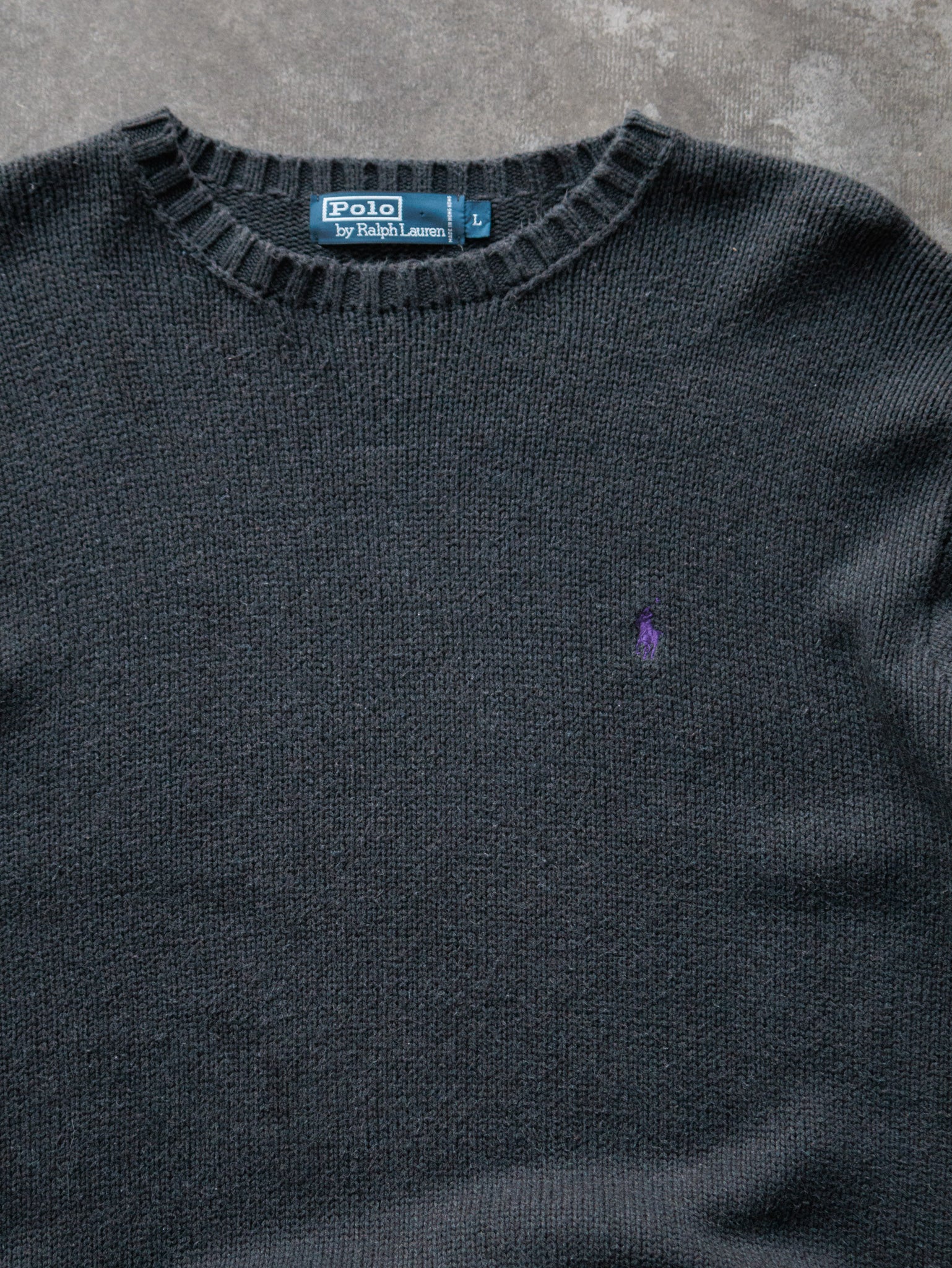 Vintage Black Polo Ralph Lauren Knit Sweater (L)
