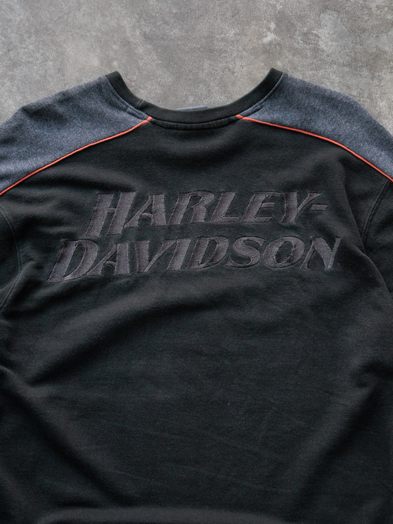 Vintage Black Harley-Davidson Colourblock Sweatshirt (L)
