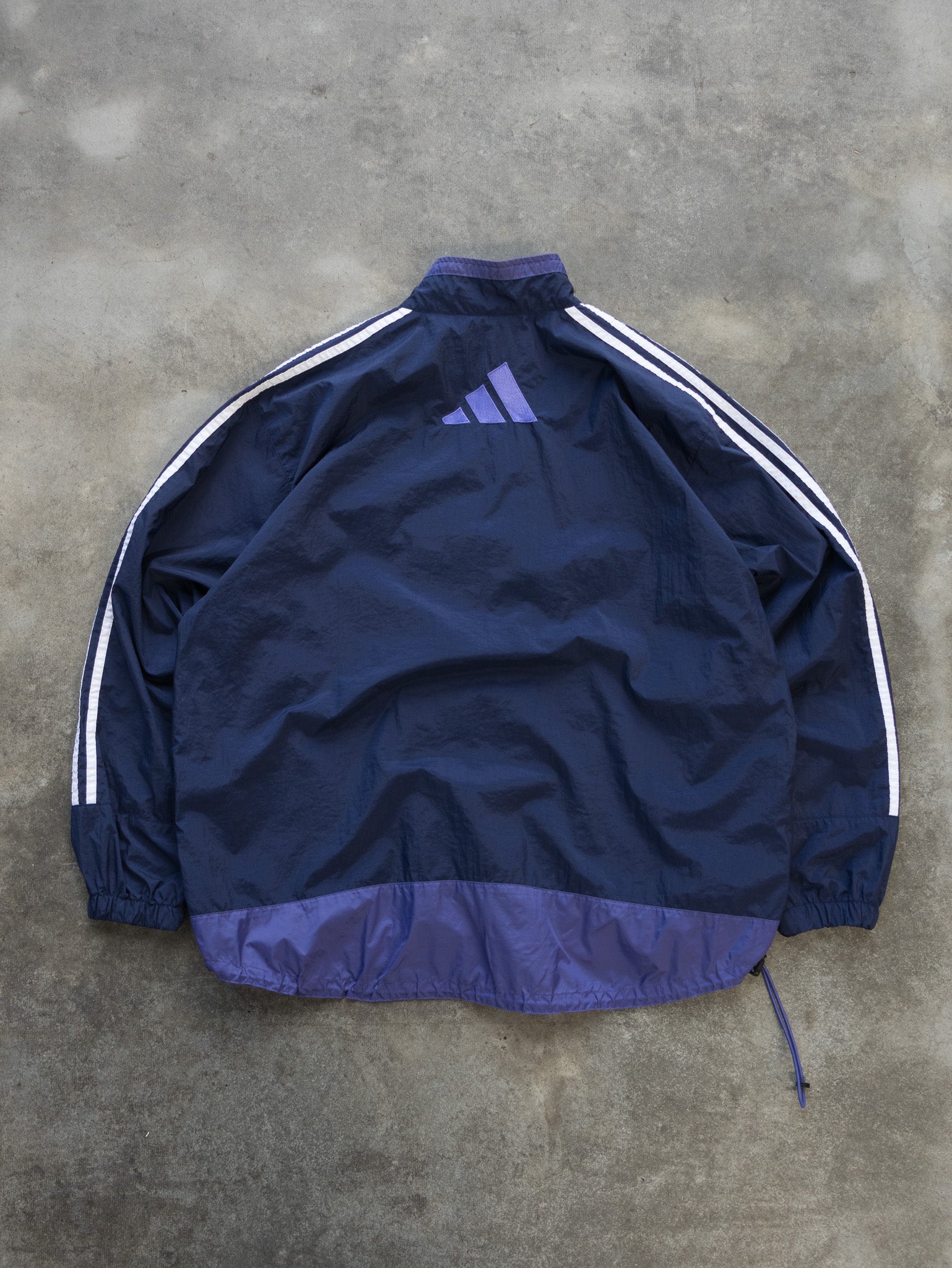 Vintage Navy Adidas 3-Stripe Windbreaker (XL)