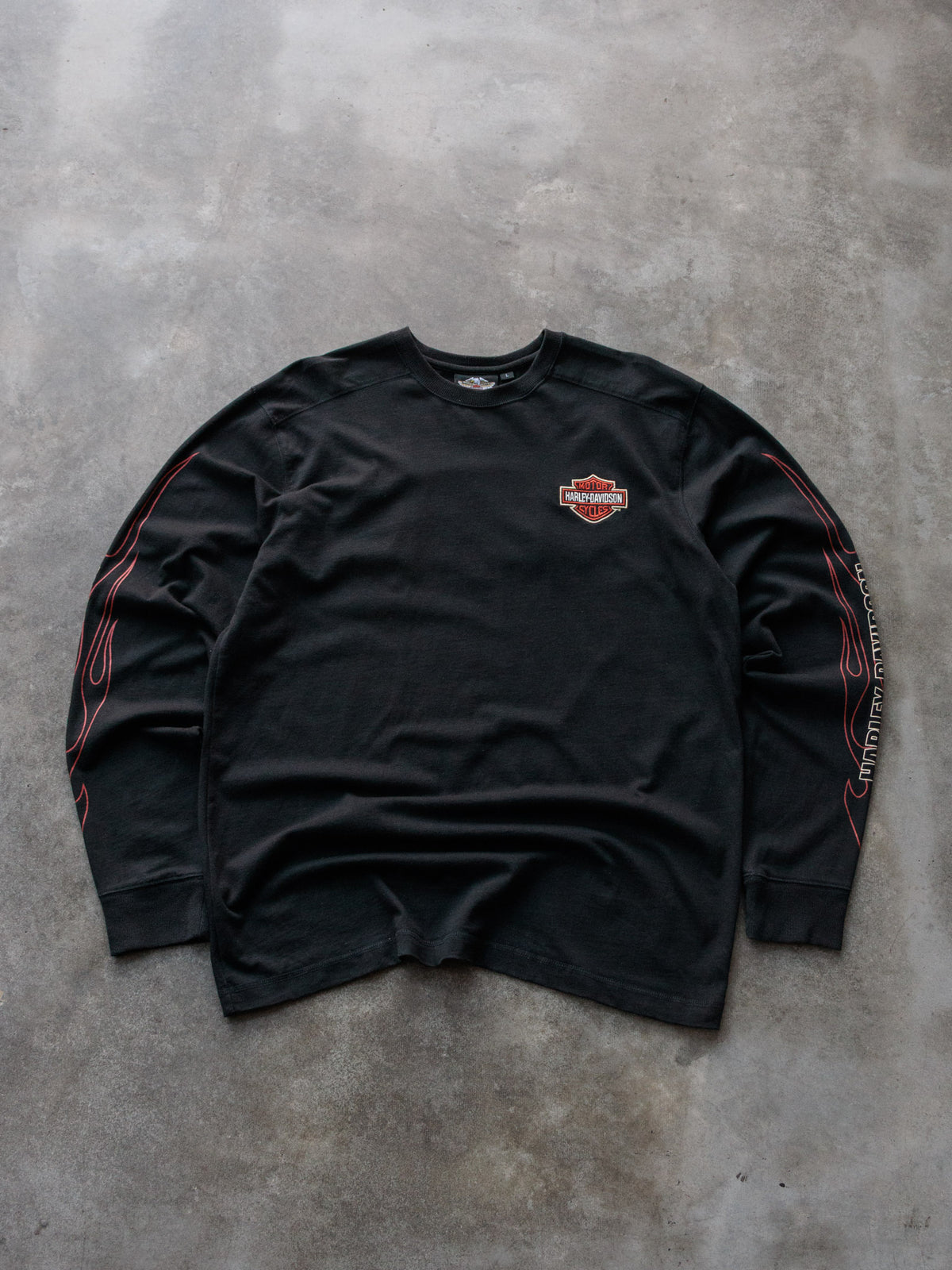 Vintage Black Harley-Davidson Flame Long Sleeve Tee (L)