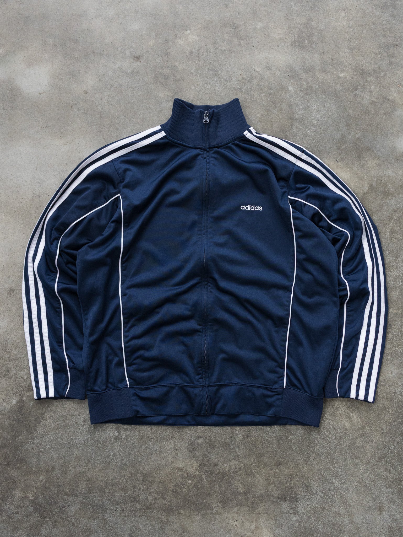 Vintage Navy Adidas 3-Stripe Track Jacket (M)