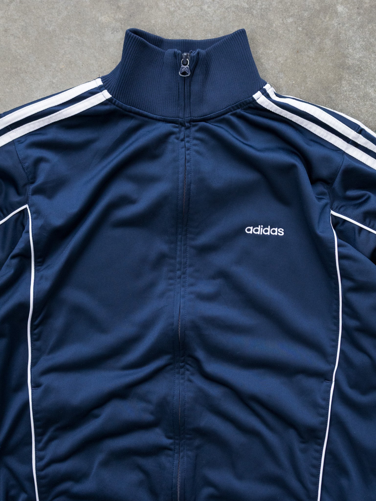 Vintage Navy Adidas 3-Stripe Track Jacket (M)