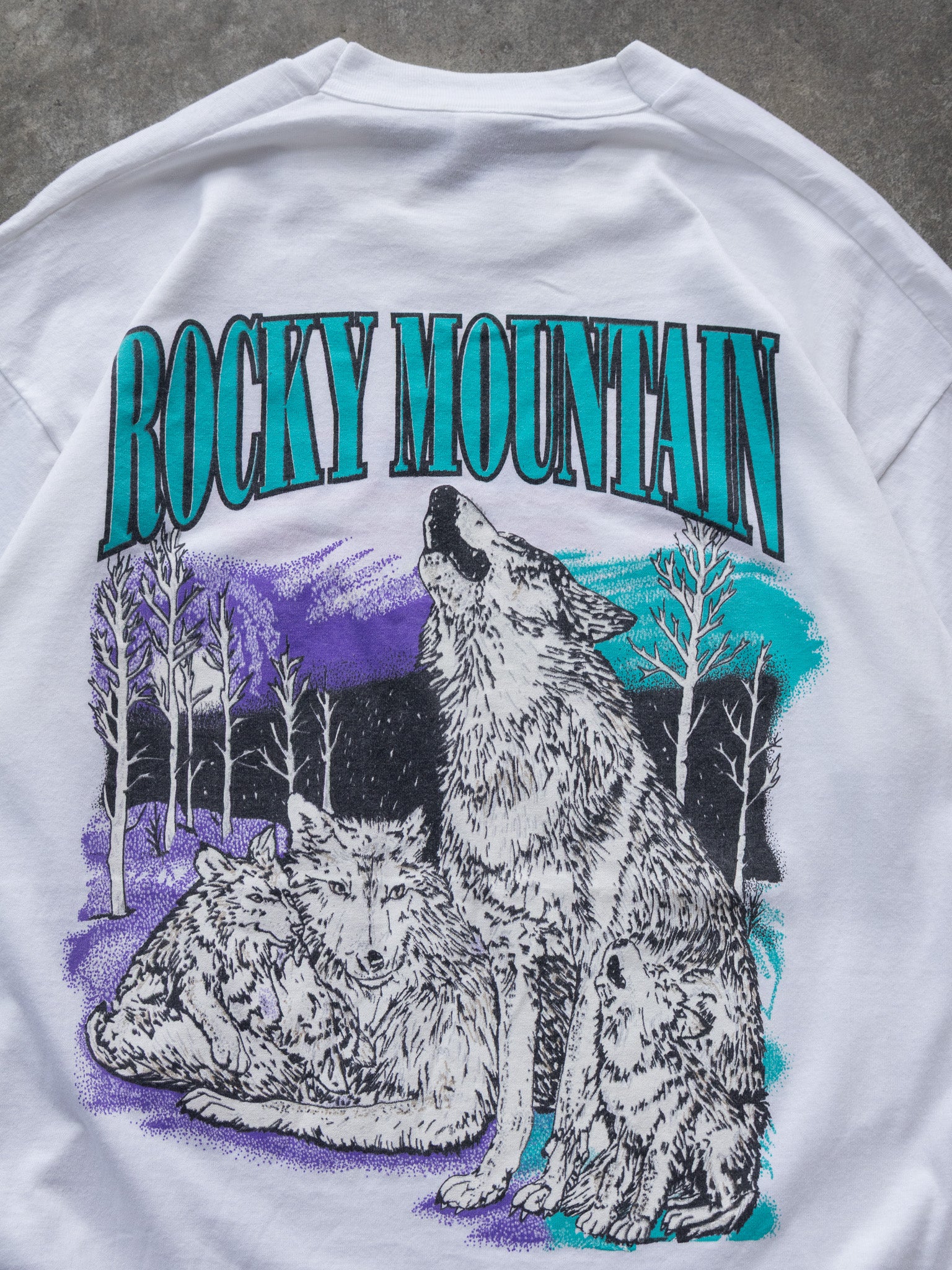 Vintage '90s White Rocky Mountain Wolves Graphic Tee (XL)