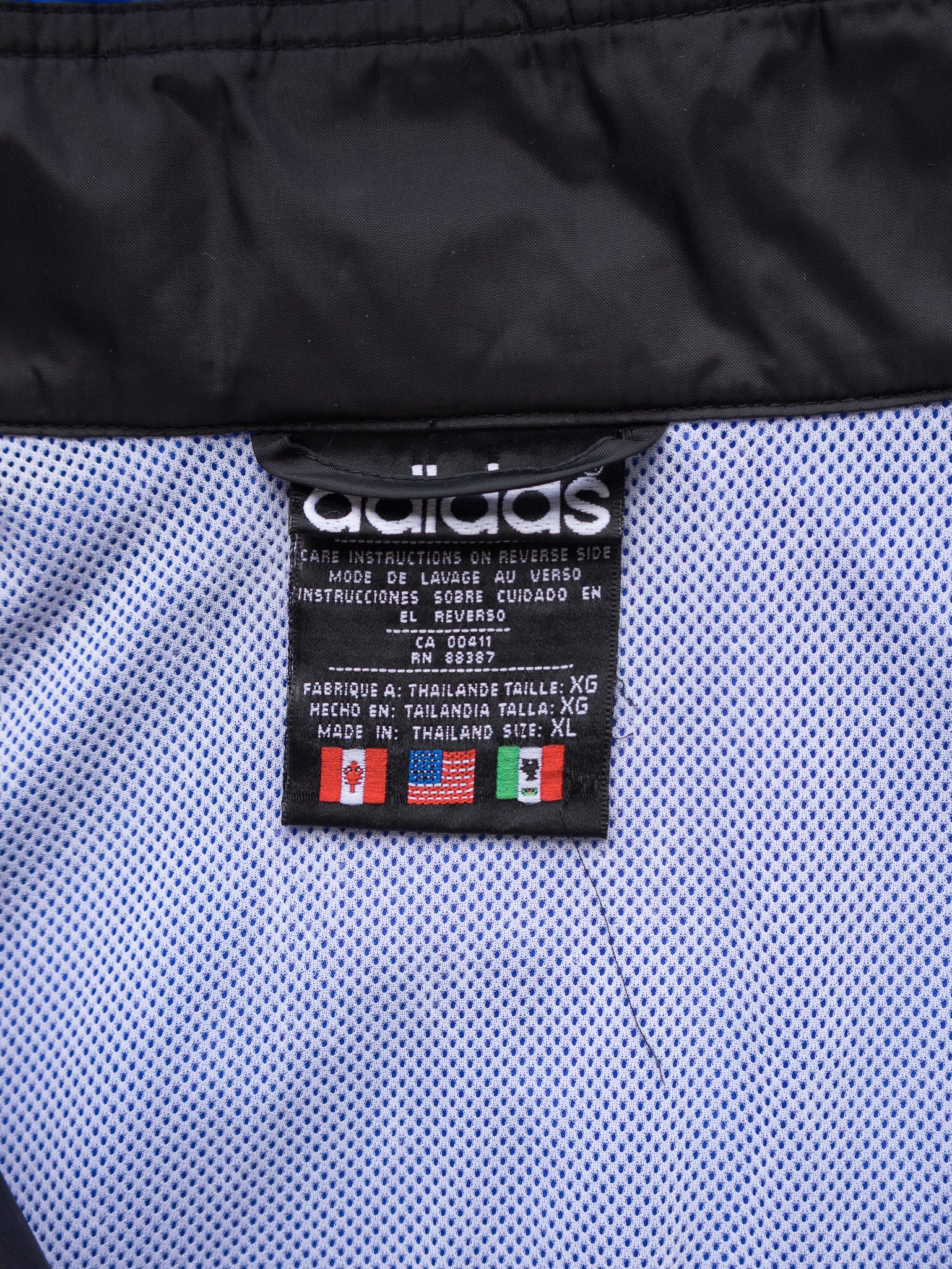 Vintage Blue Adidas 3-Stripe Windbreaker Jacket (XL)