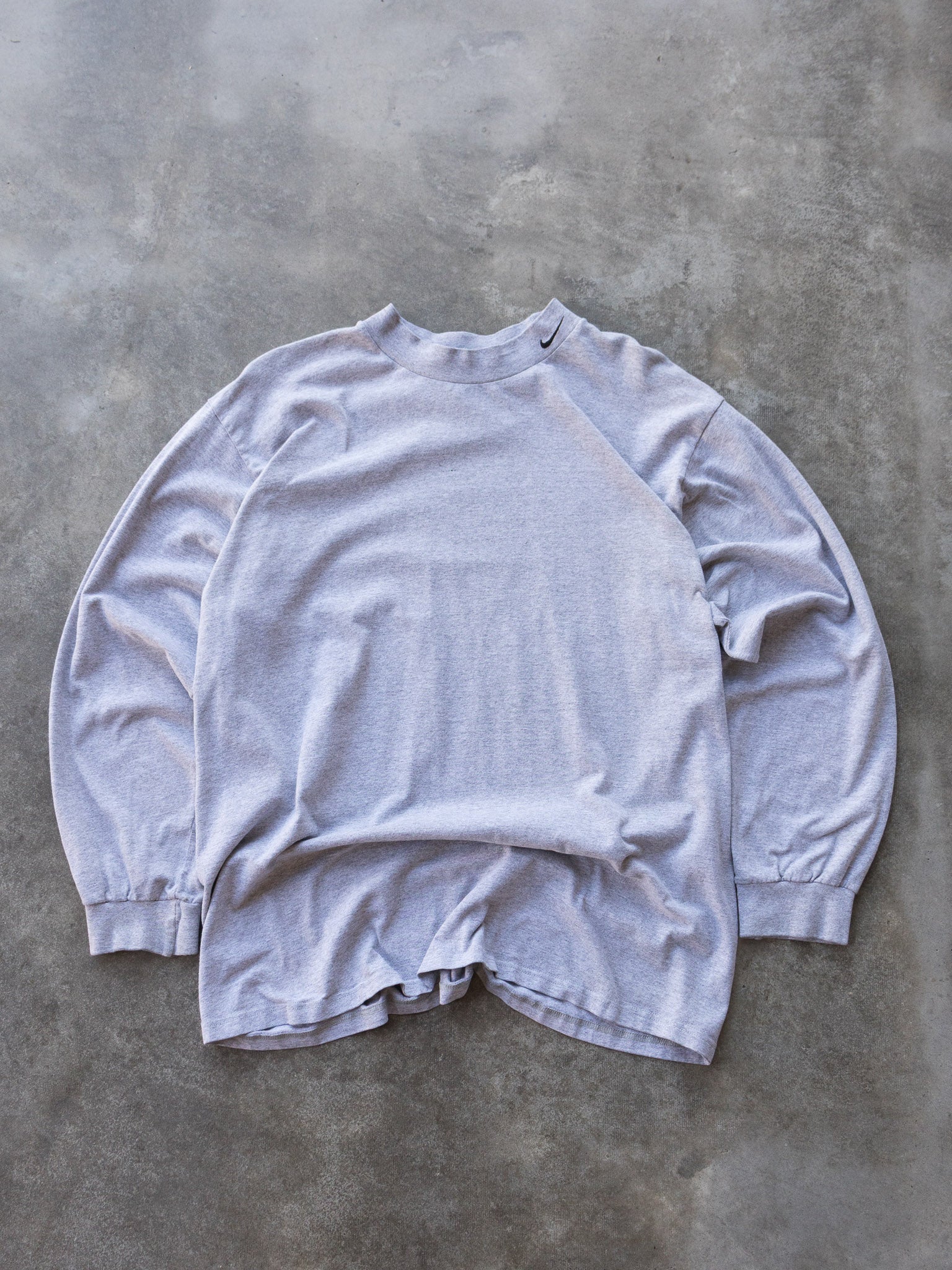 Vintage 00s Grey Nike Swoosh Mock Neck Long Sleeve (XL)