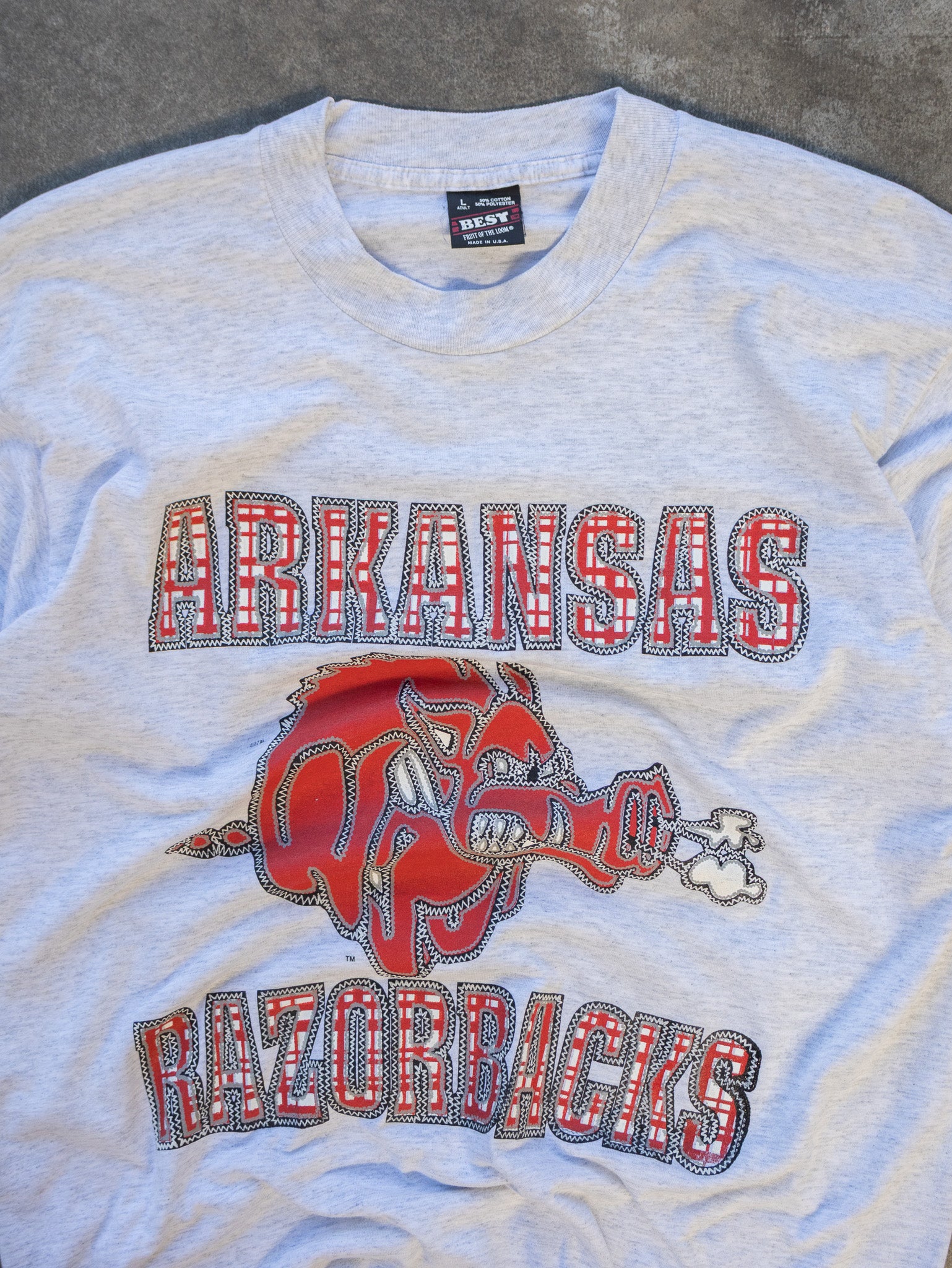 Vintage 90s Grey Arkansas Razorbacks Tee (L)