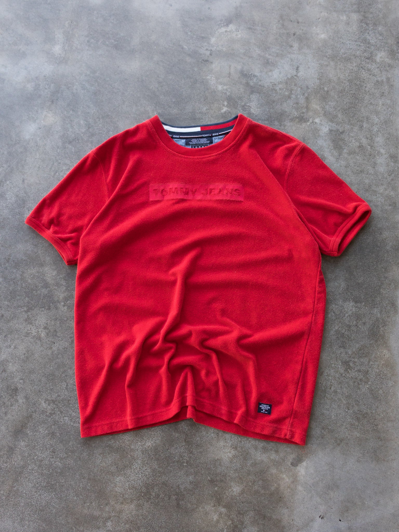Vintage 90s Red Tommy Jeans Terry Tee (L)