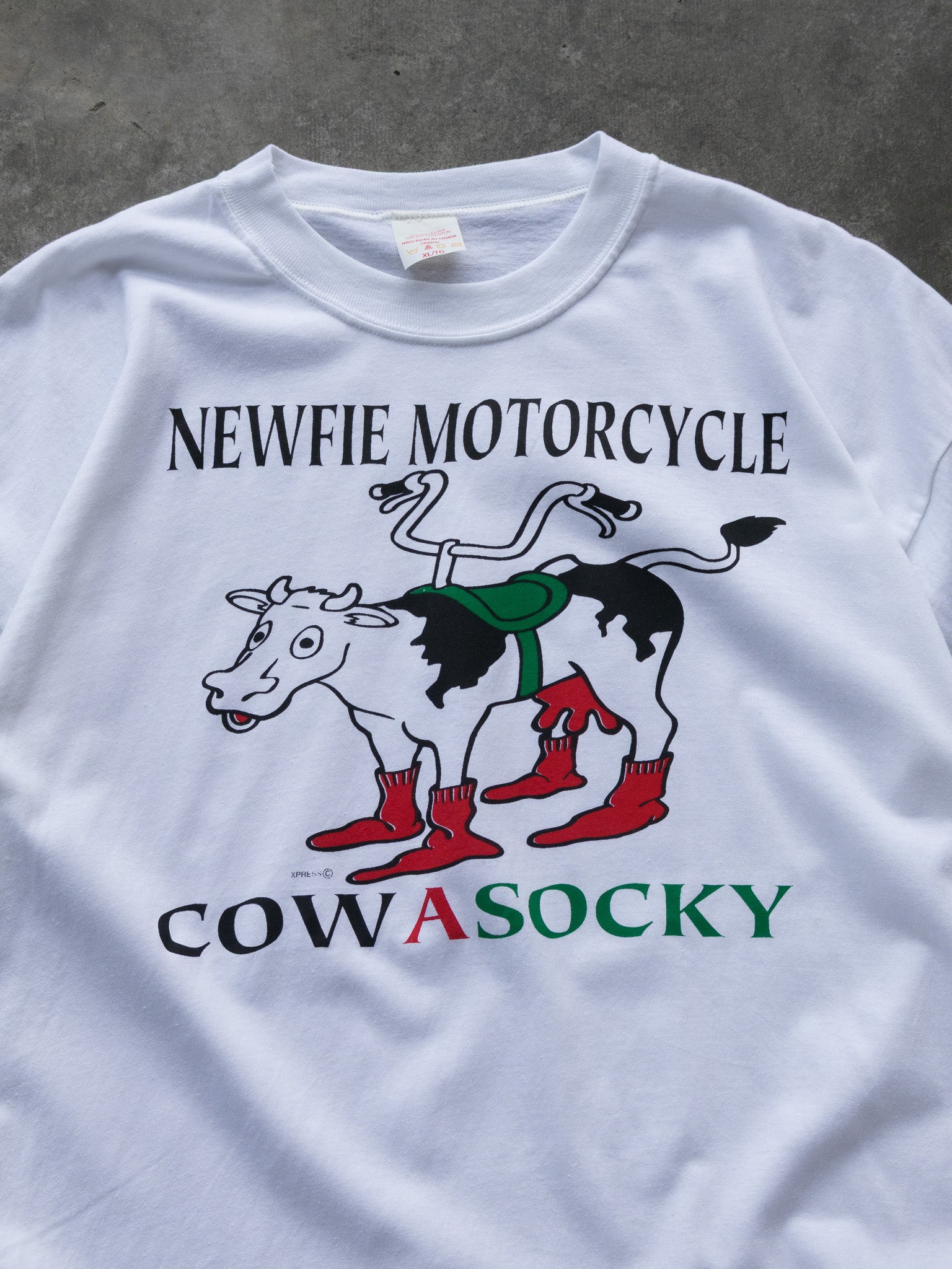 Vintage '90s Newfie Motorcycle Cowasocky Tee (XL)