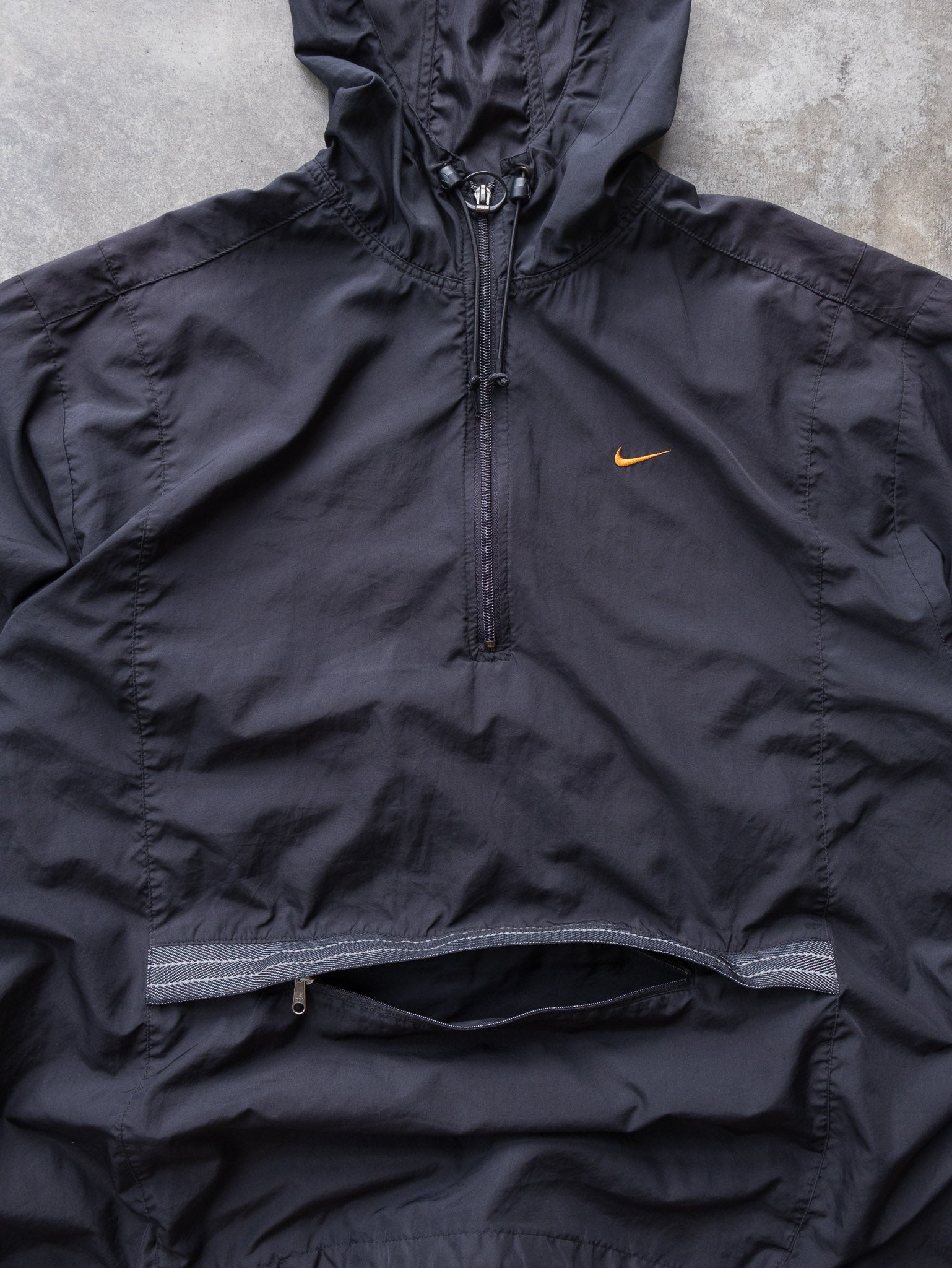 Vintage 90s Black Nike Hooded Anorak Jacket (XL)