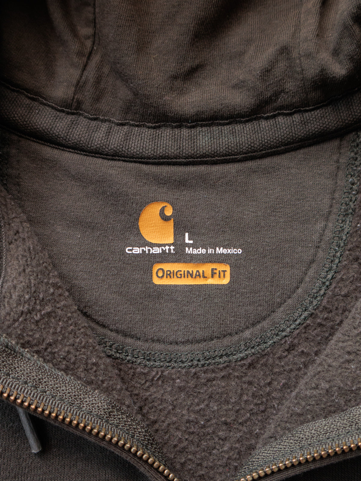 Vintage Green Carhartt Full Zip Hoodie (L)