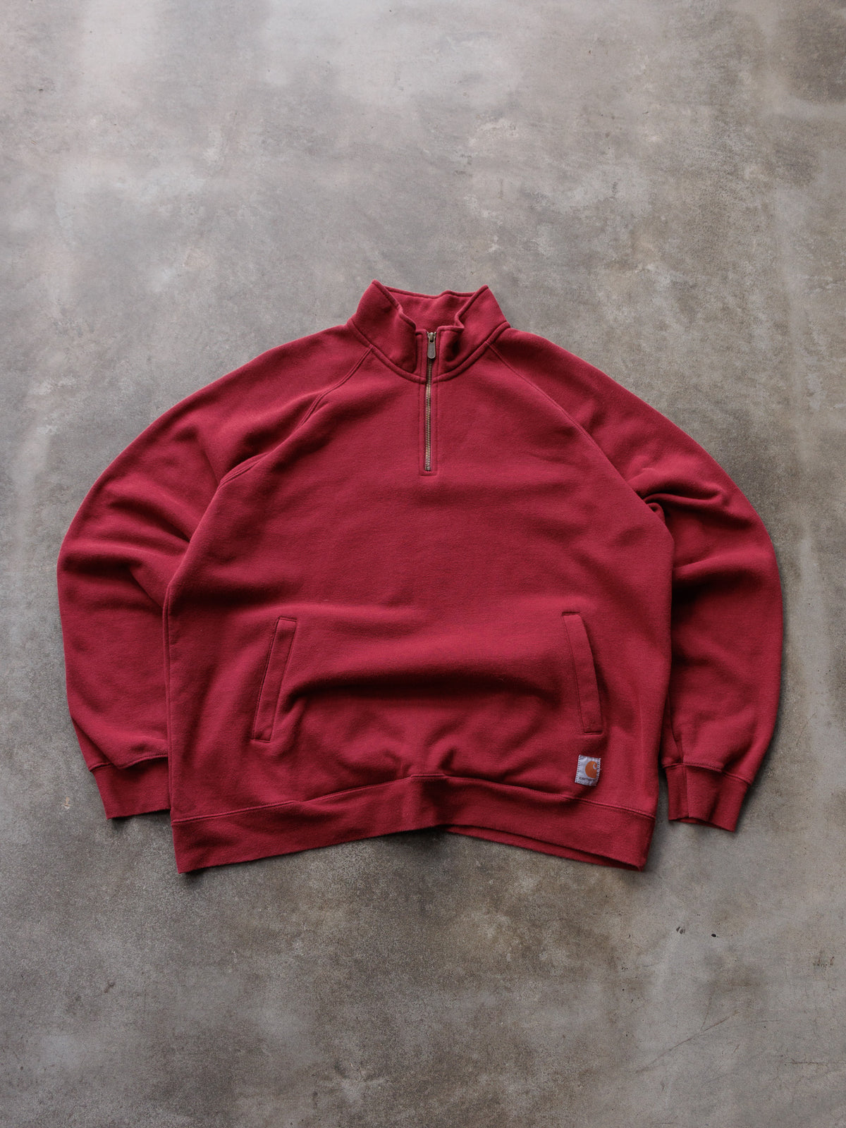 Vintage Red Carhartt Fleece Quarter Zip (XL)