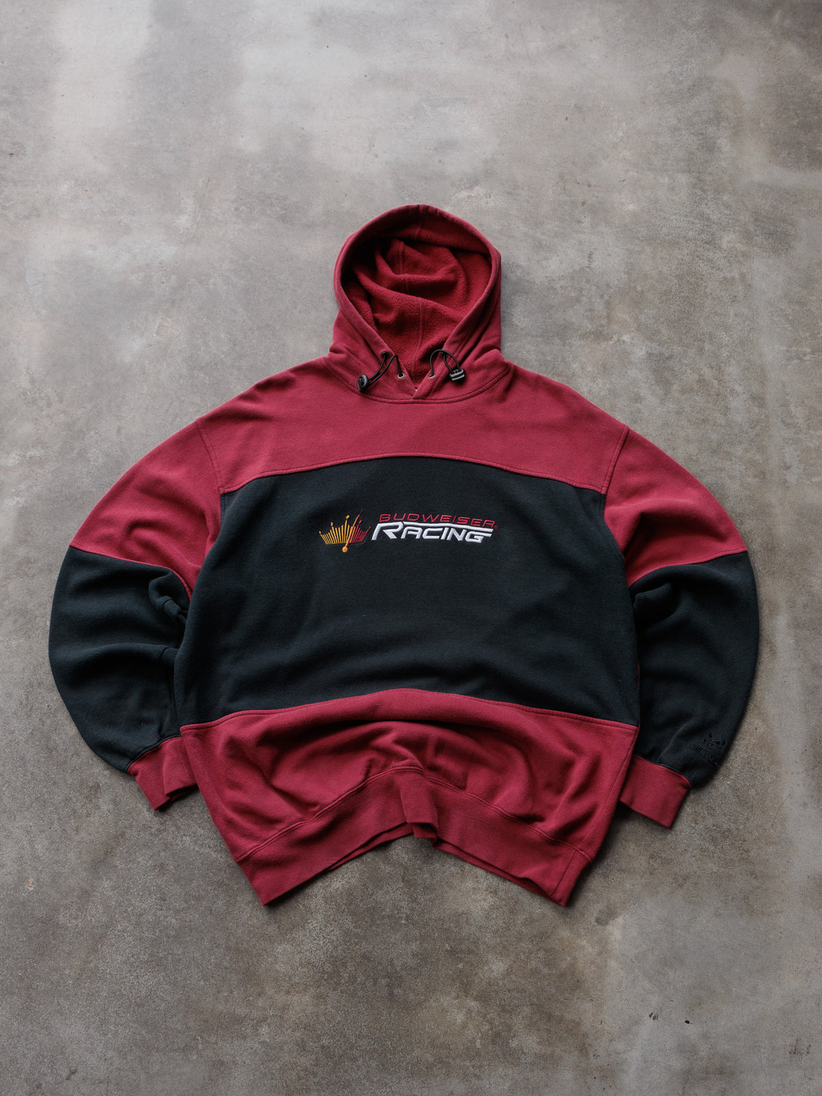 Vintage 00s Red Budweiser Racing Colourblock Hoodie (-)