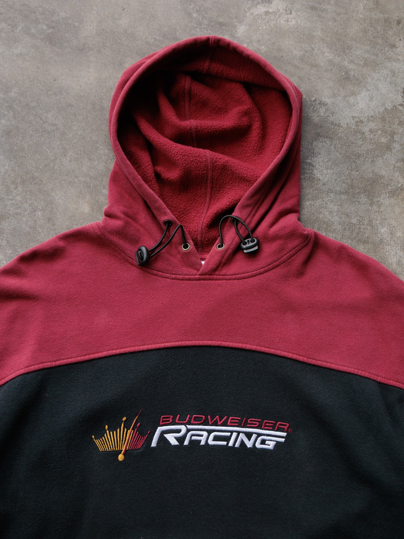 Vintage 00s Red Budweiser Racing Colourblock Hoodie (-)