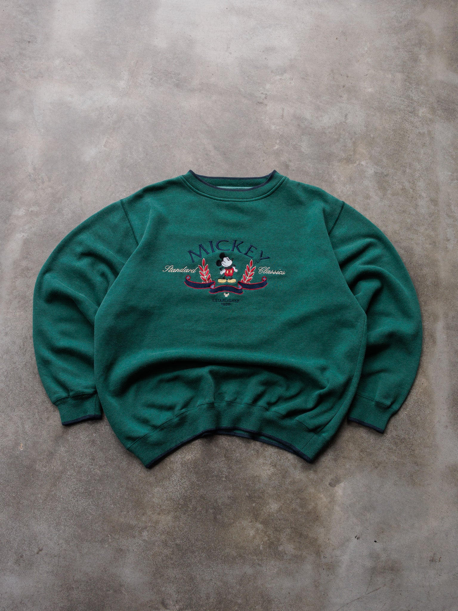 Vintage 90s Green Disney Mickey Mouse Sweatshirt (XL)