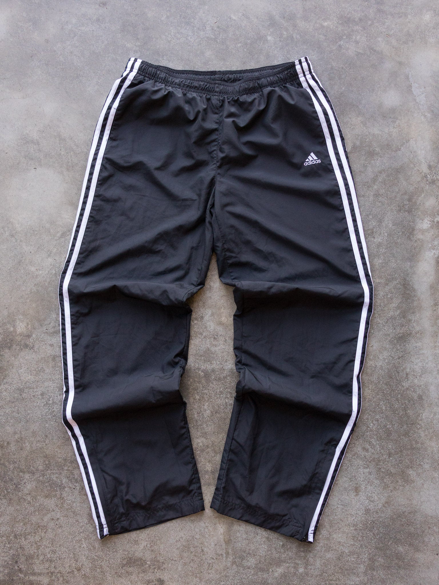 Vintage 00s Black Adidas Three Stripe Track Pants (M)