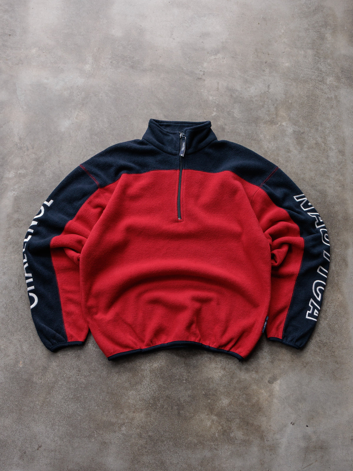 Vintage 90s Red Nautica Colourblock Fleece Quarter Zip (M)