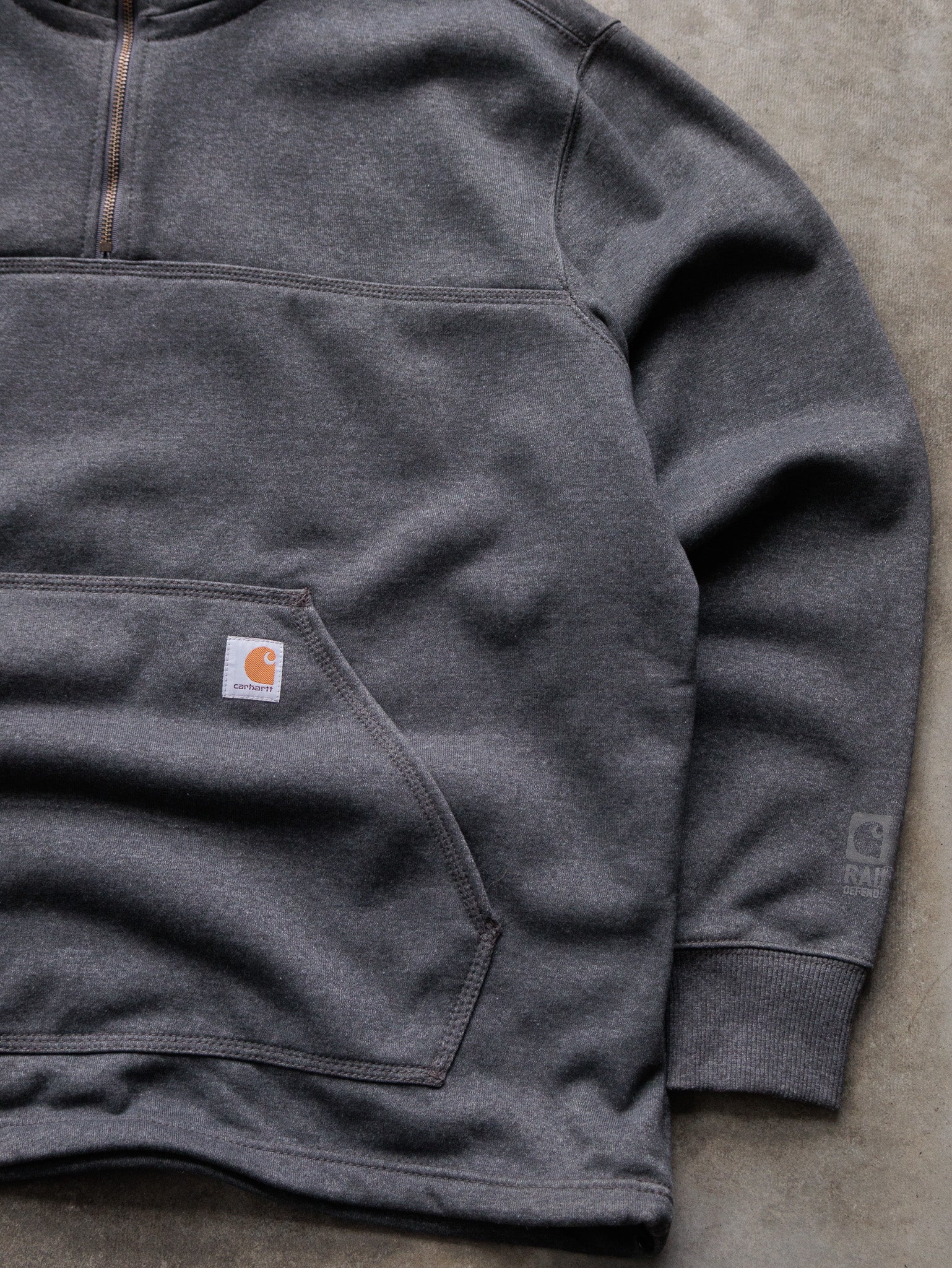 Vintage Grey Carhartt Fleece Quarter Zip (XL)
