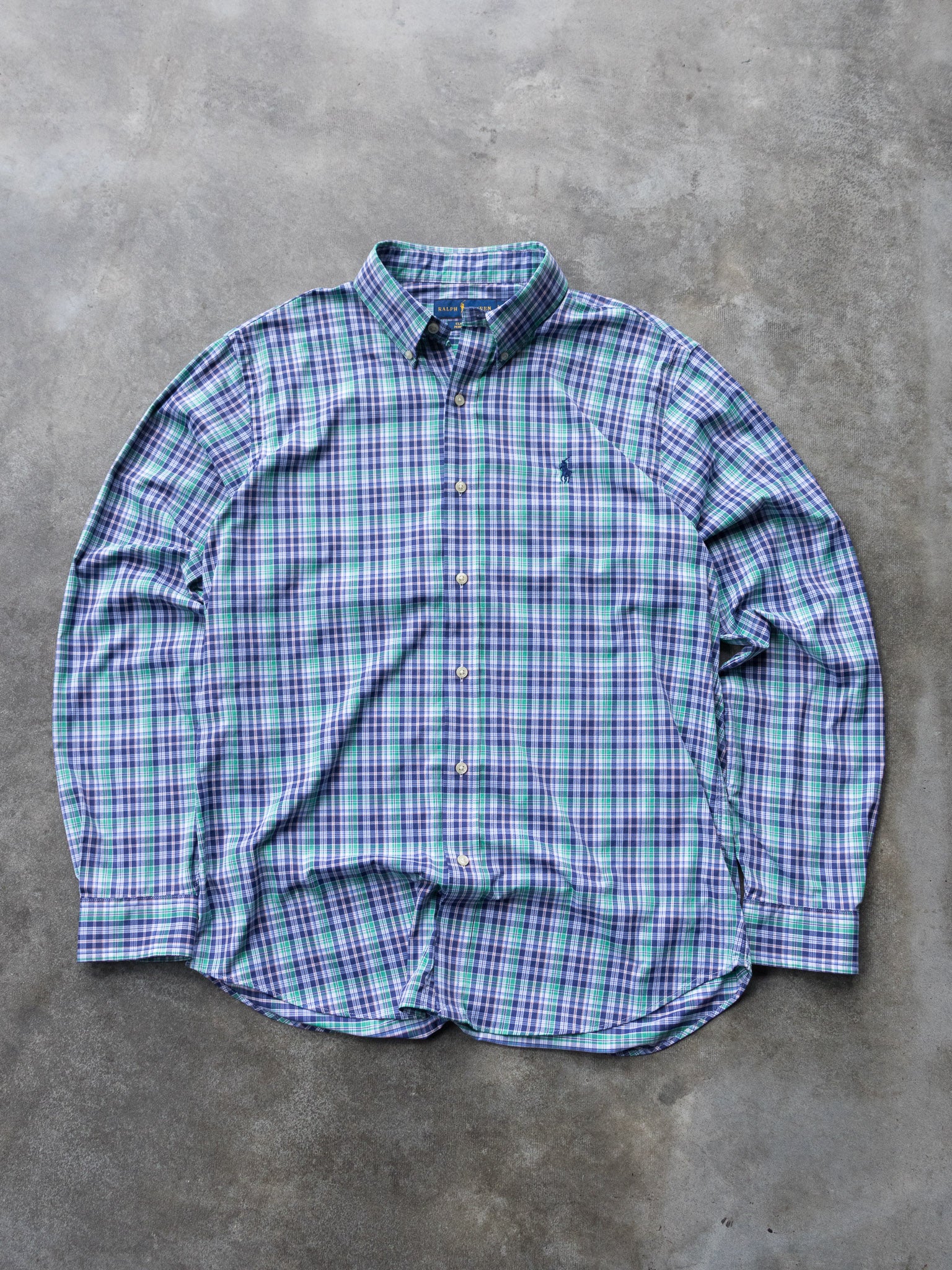 Vintage Green & Navy Ralph Lauren Multi Check Shirt (L)
