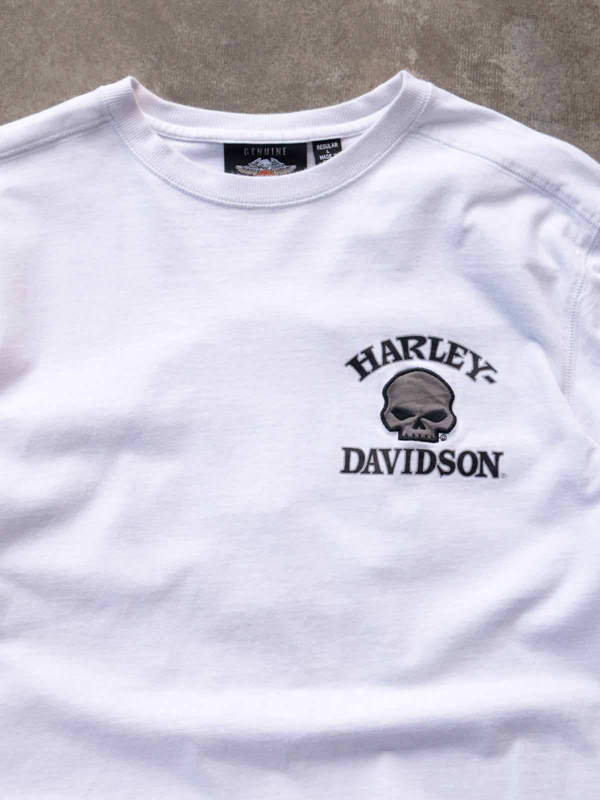Vintage White Harley-Davidson Skull Long Sleeve Tee (L)