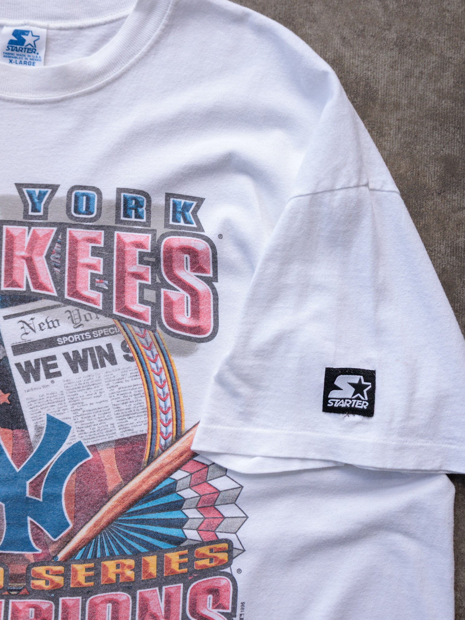 Vintage 1996 White Starter New York Yankees World Series Champions Tee (XL)