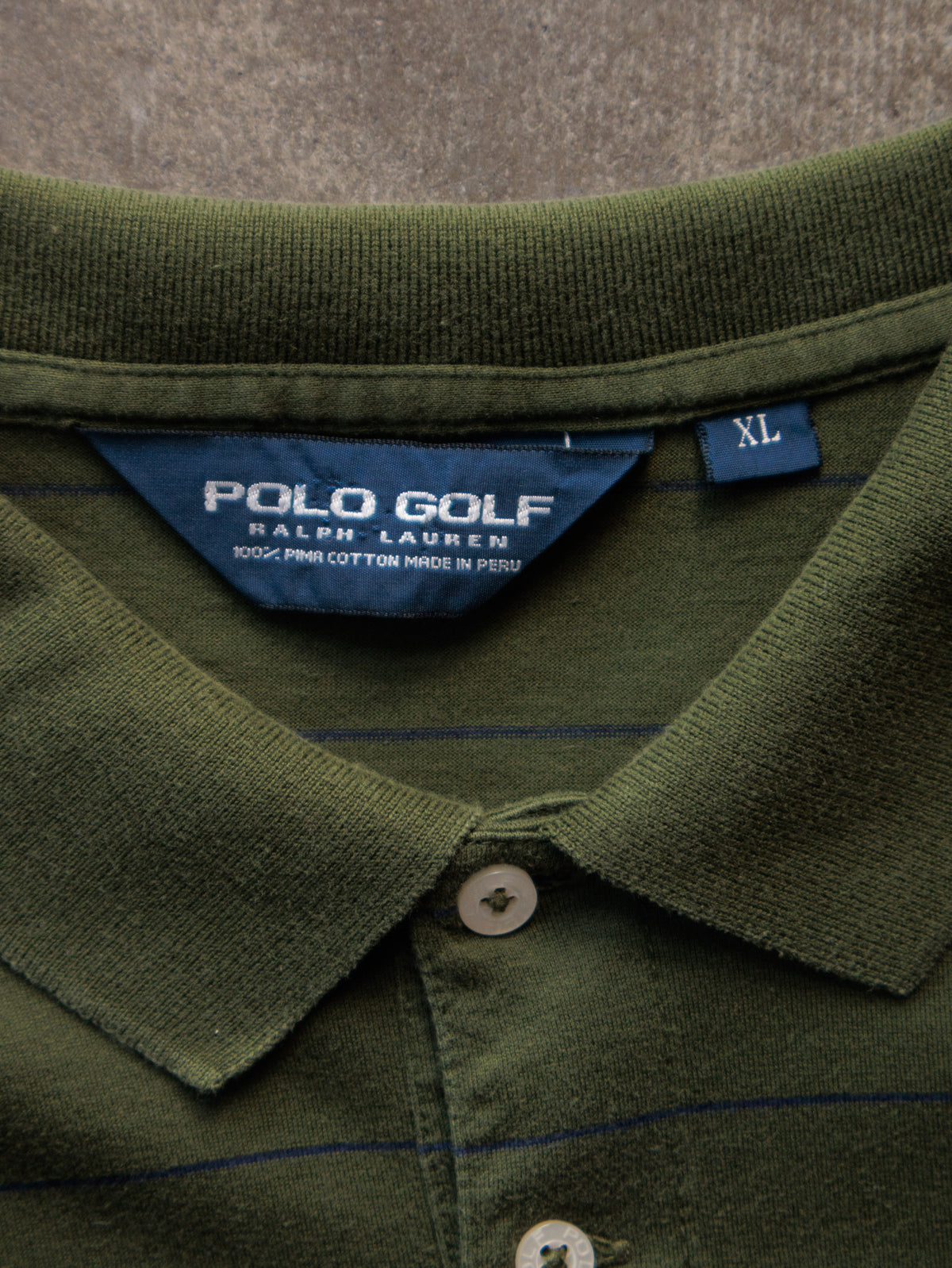 Vintage 90s Green Striped Polo Golf Ralph Lauren Long Sleeve Polo Shirt (XL)