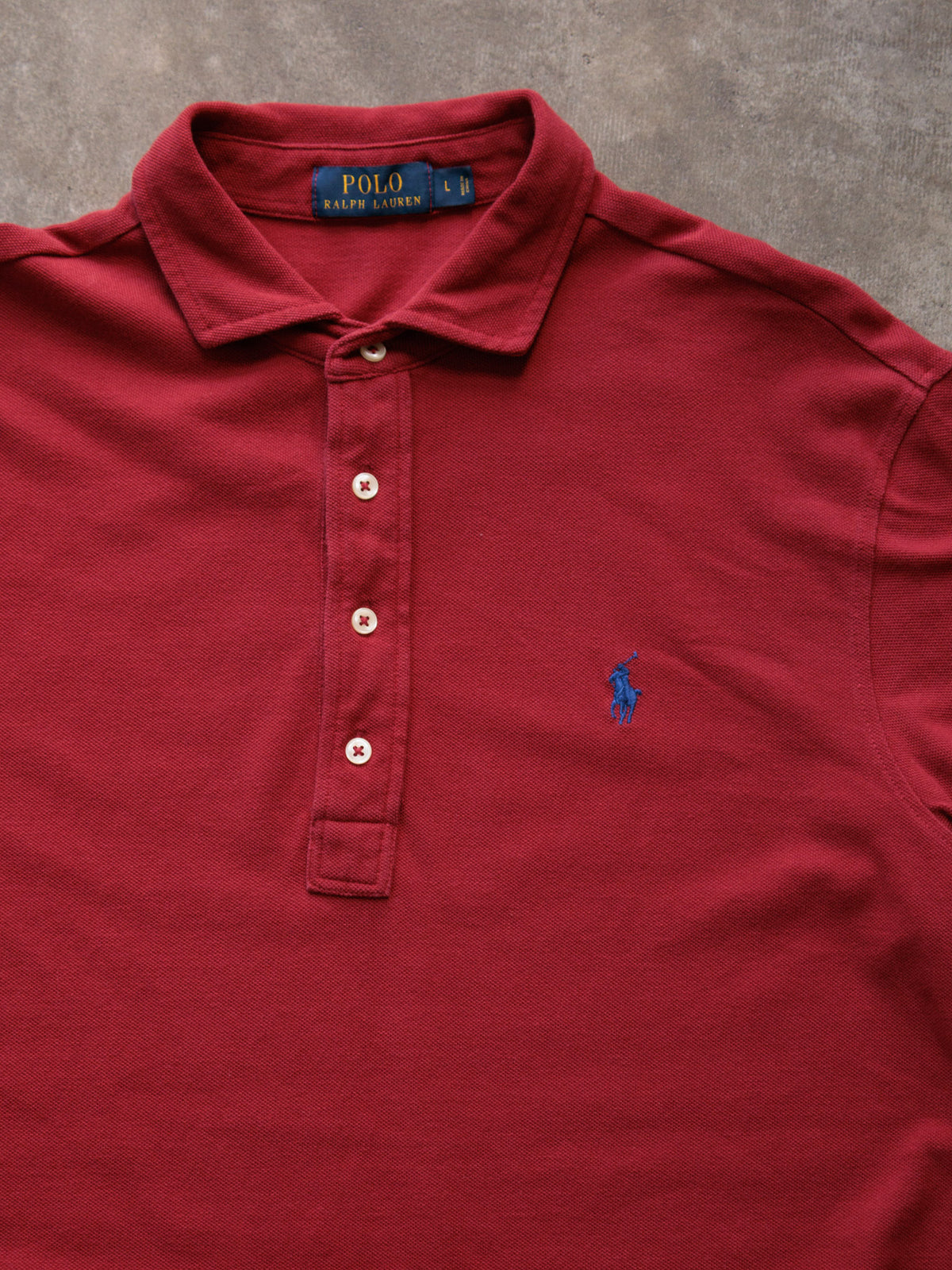 Vintage Red Polo Ralph Lauren Long Sleeve Polo Shirt (L)