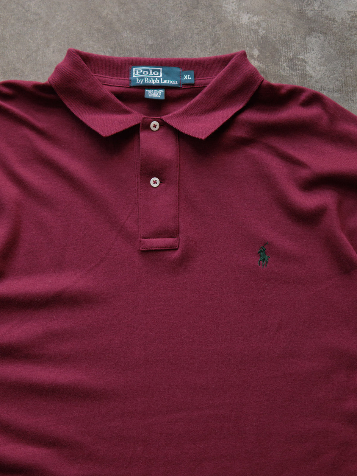 Vintage Burgundy Polo Ralph Lauren Long Sleeve Polo Shirt (XL)