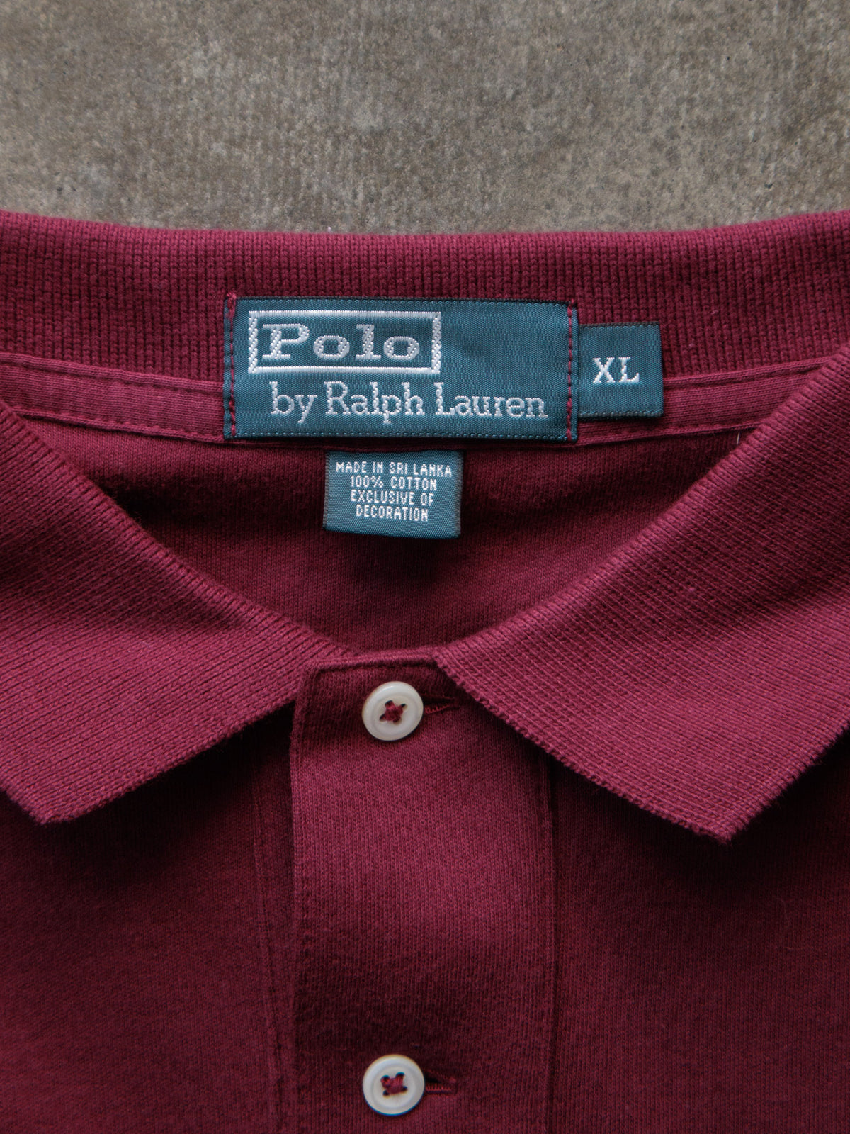 Vintage Burgundy Polo Ralph Lauren Long Sleeve Polo Shirt (XL)
