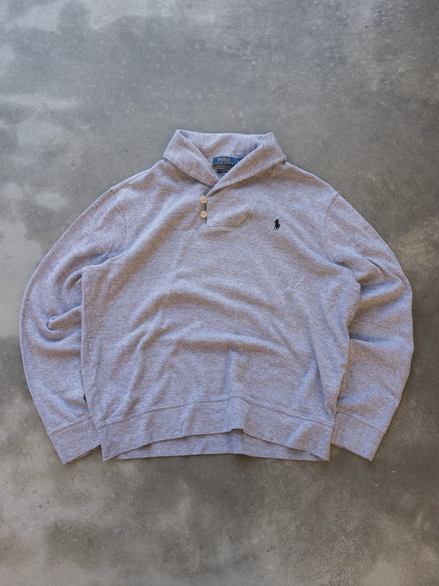 Vintage Grey Polo Ralph Lauren Estate Rib Knit (L)