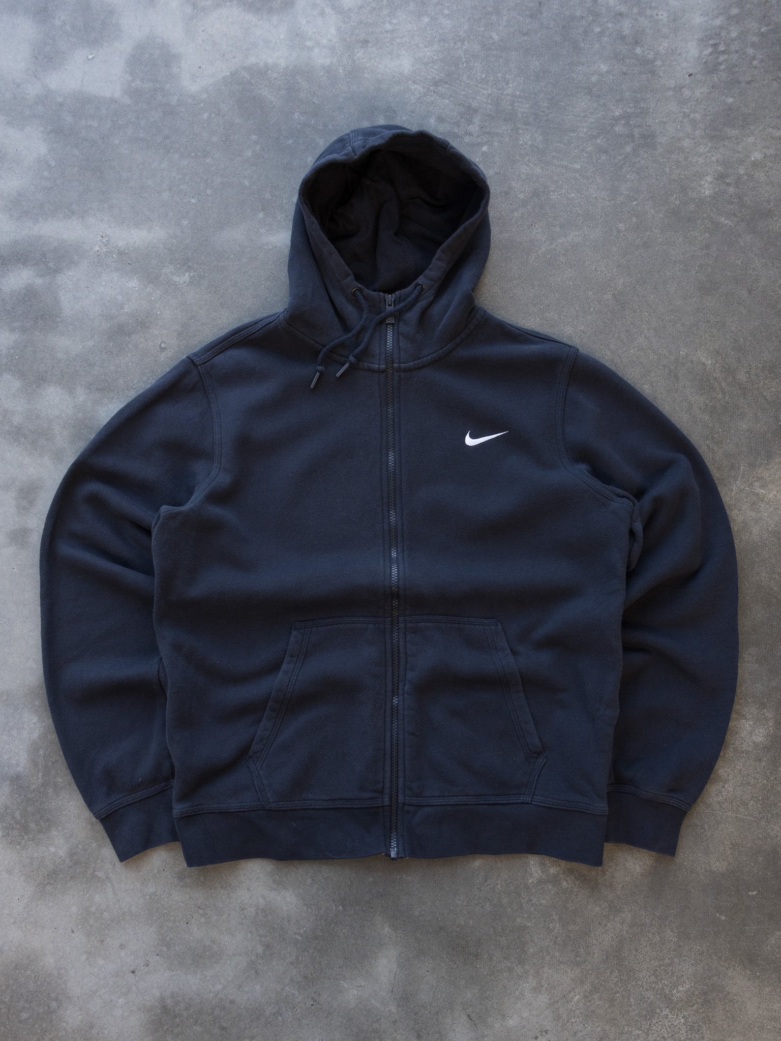 Vintage Faded Black Nike Zip Hoodie (M)