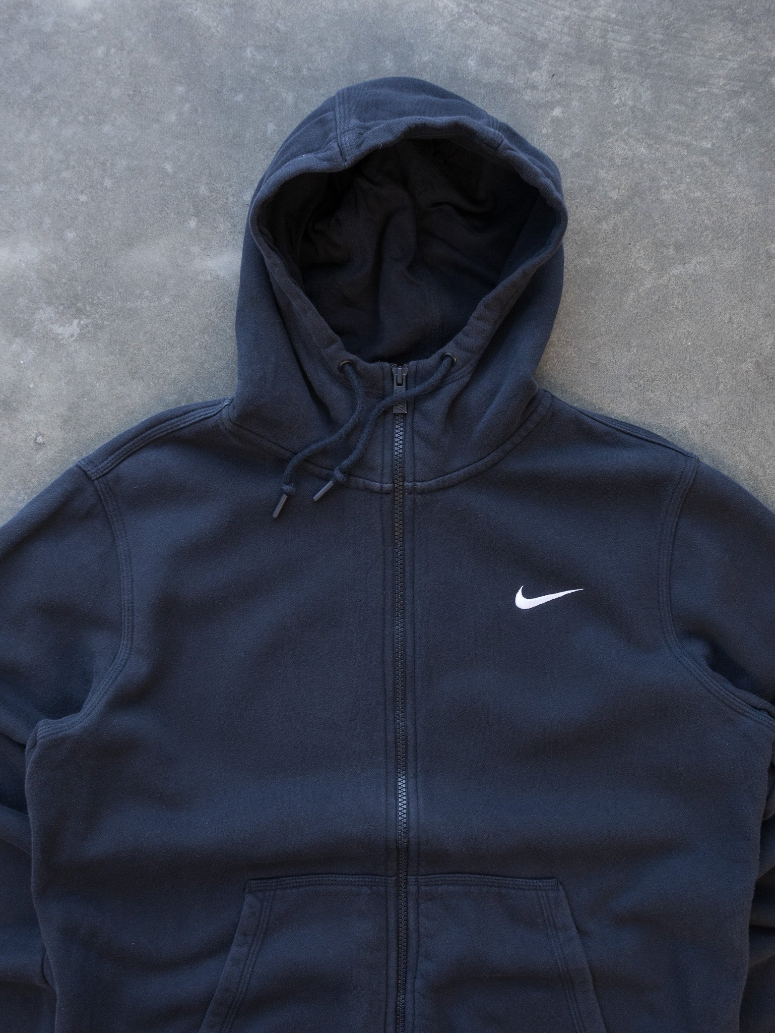 Vintage Faded Black Nike Zip Hoodie (M)