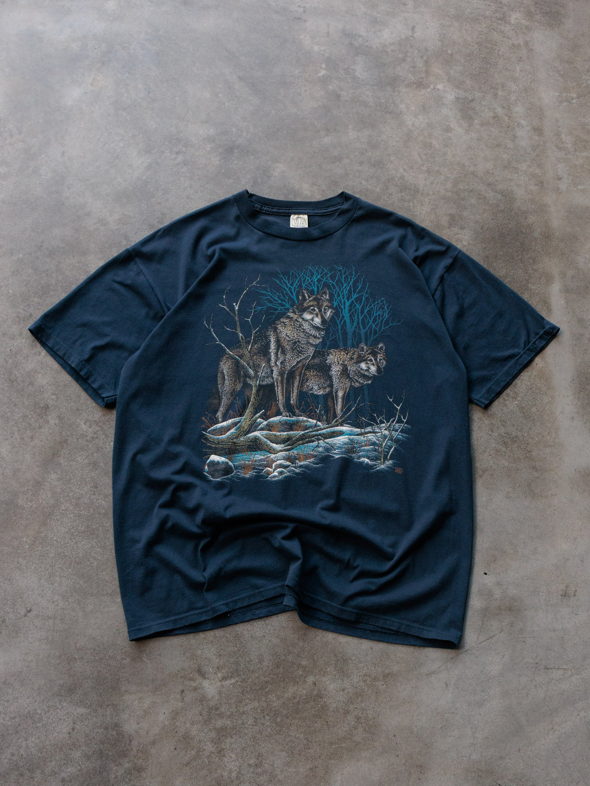 Vintage 90s Navy Wolf Tee (XL)