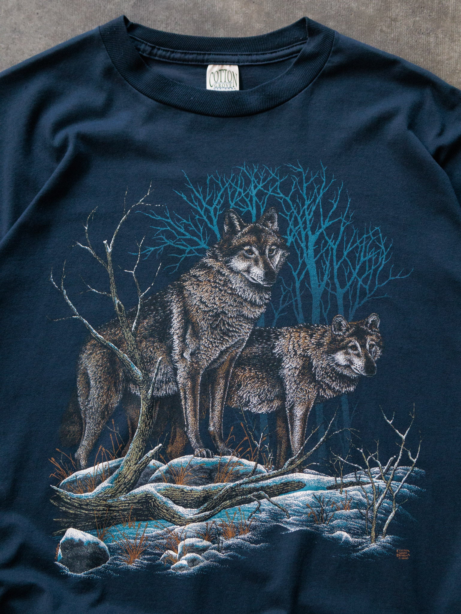 Vintage 90s Navy Wolf Tee (XL)
