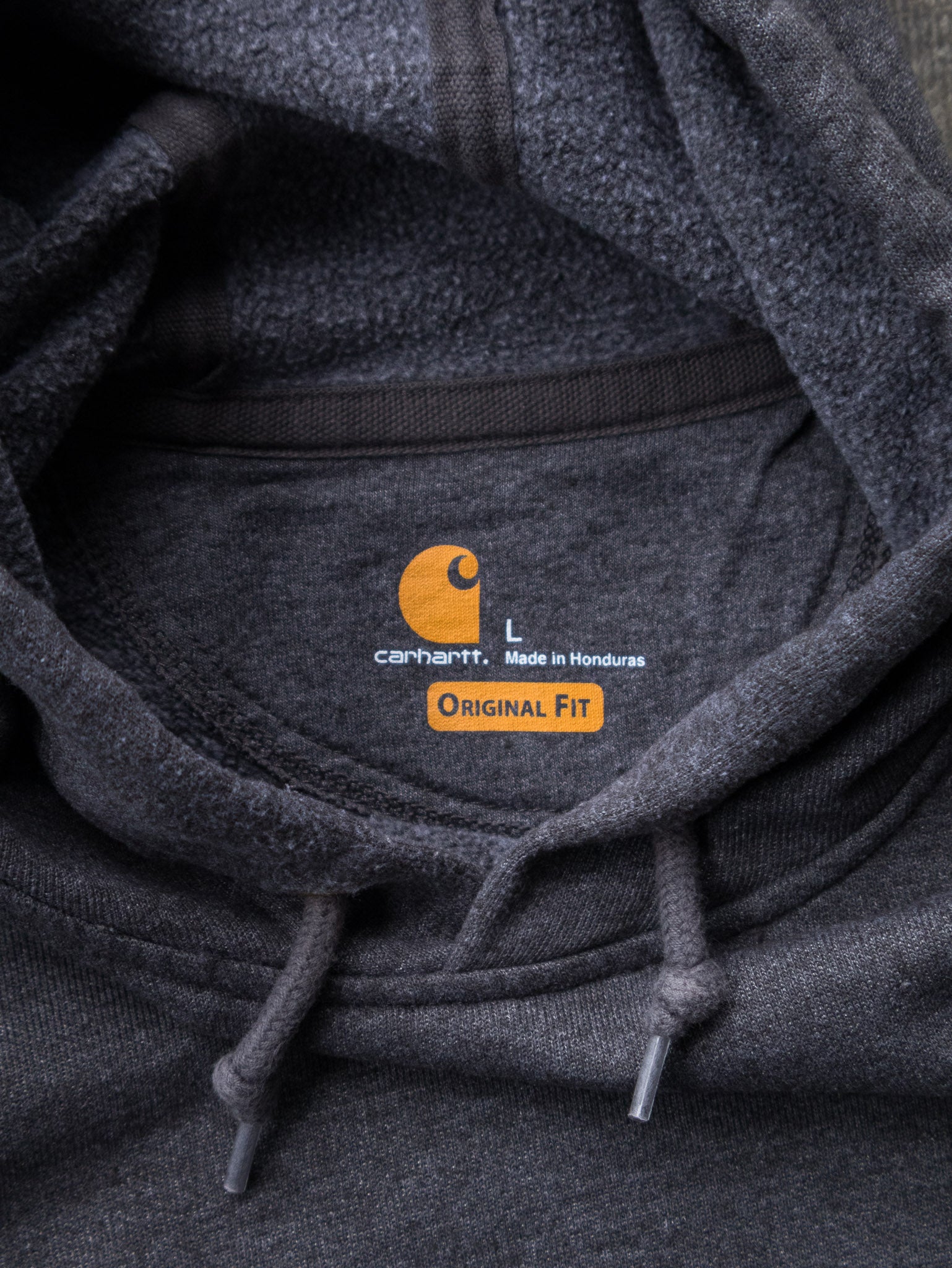 Vintage Charcoal Carhartt Sleeve Spell Out Hoodie (L)