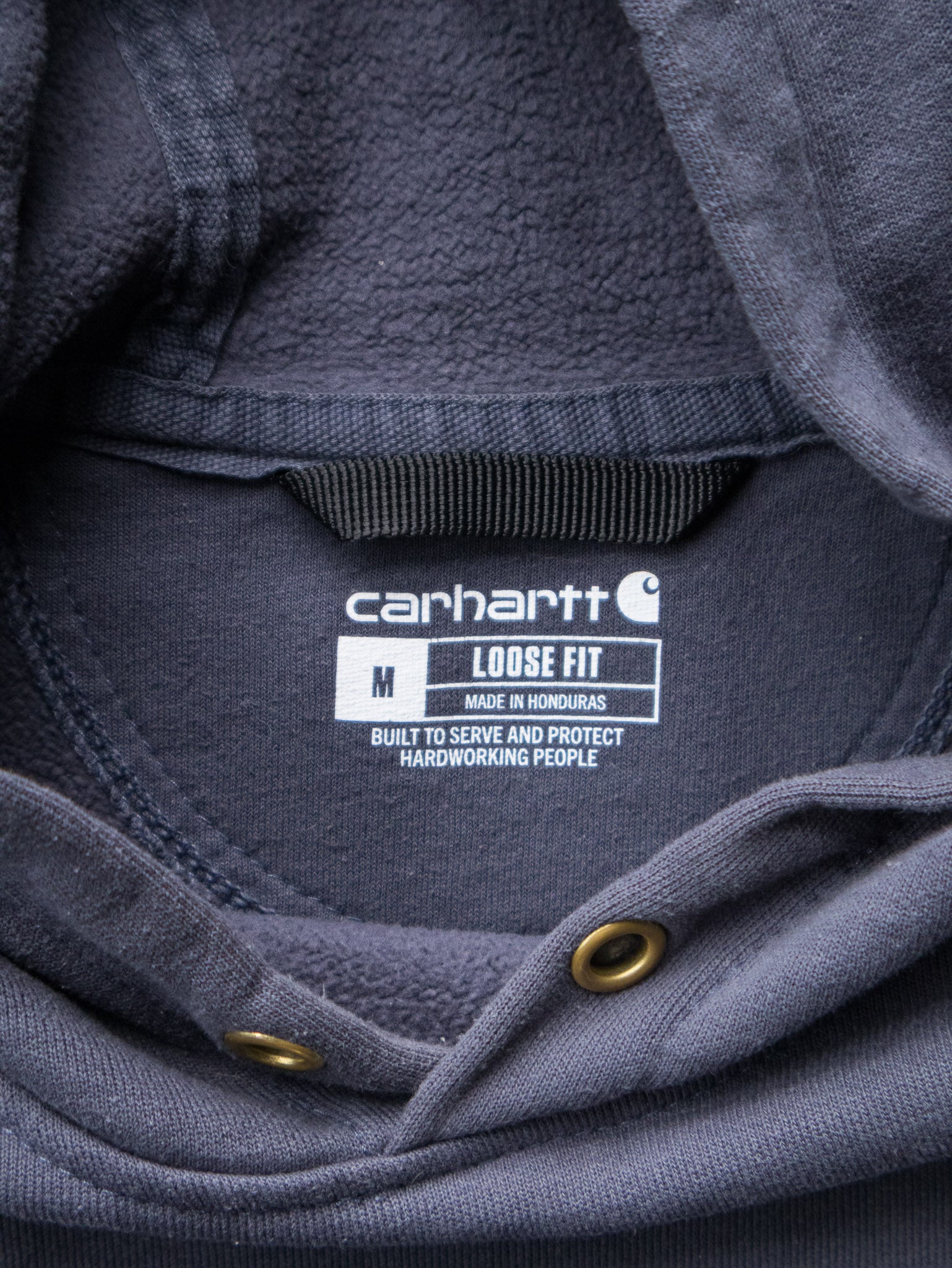 Vintage Slate Blue Carhartt Sleeve Spell Out Hoodie (M)