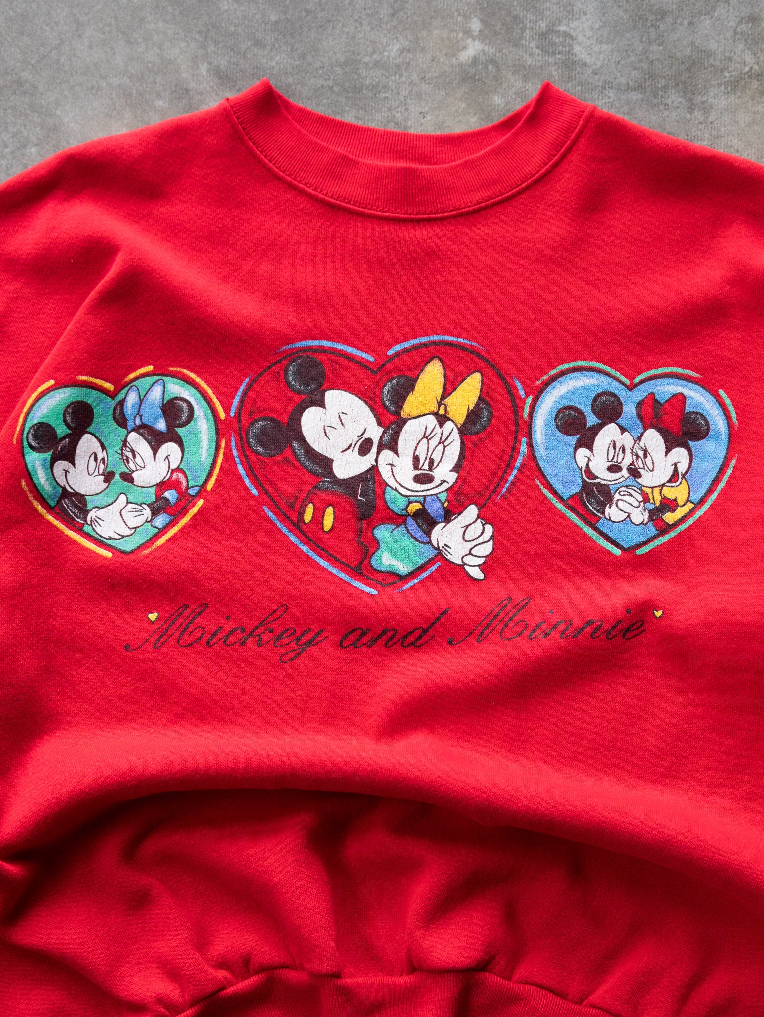 Vintage 90s Mickey & Minnie Hearts Sweatshirt (XL)