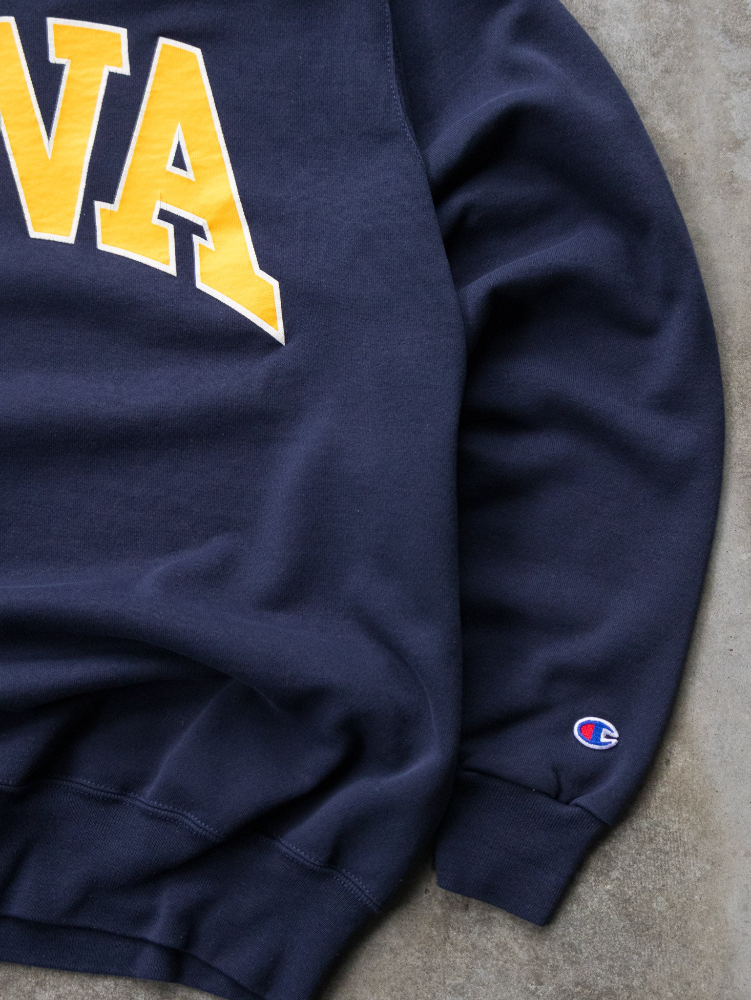 Vintage 90s Navy Champion Iowa Spell Out Sweatshirt (2XL)