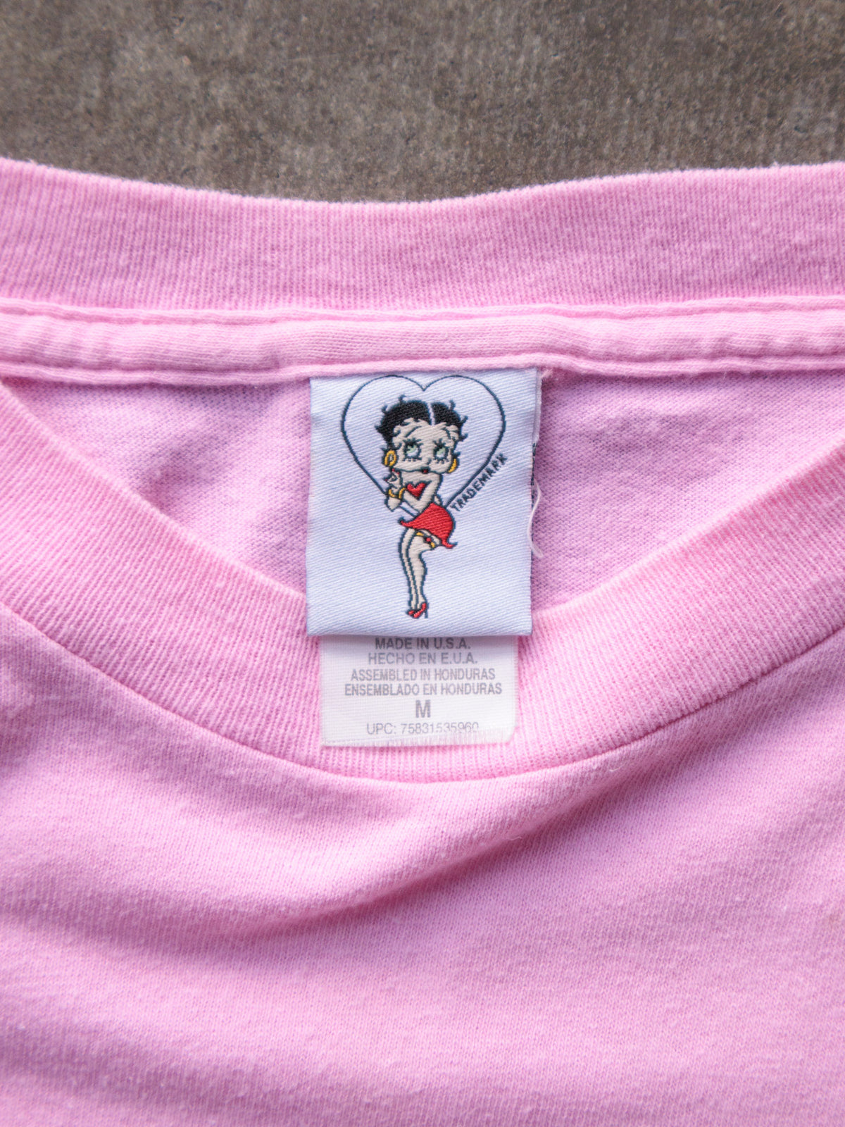 Vintage 00s Pink Betty Boop Blah Blah Blah Slogan Tee (M)