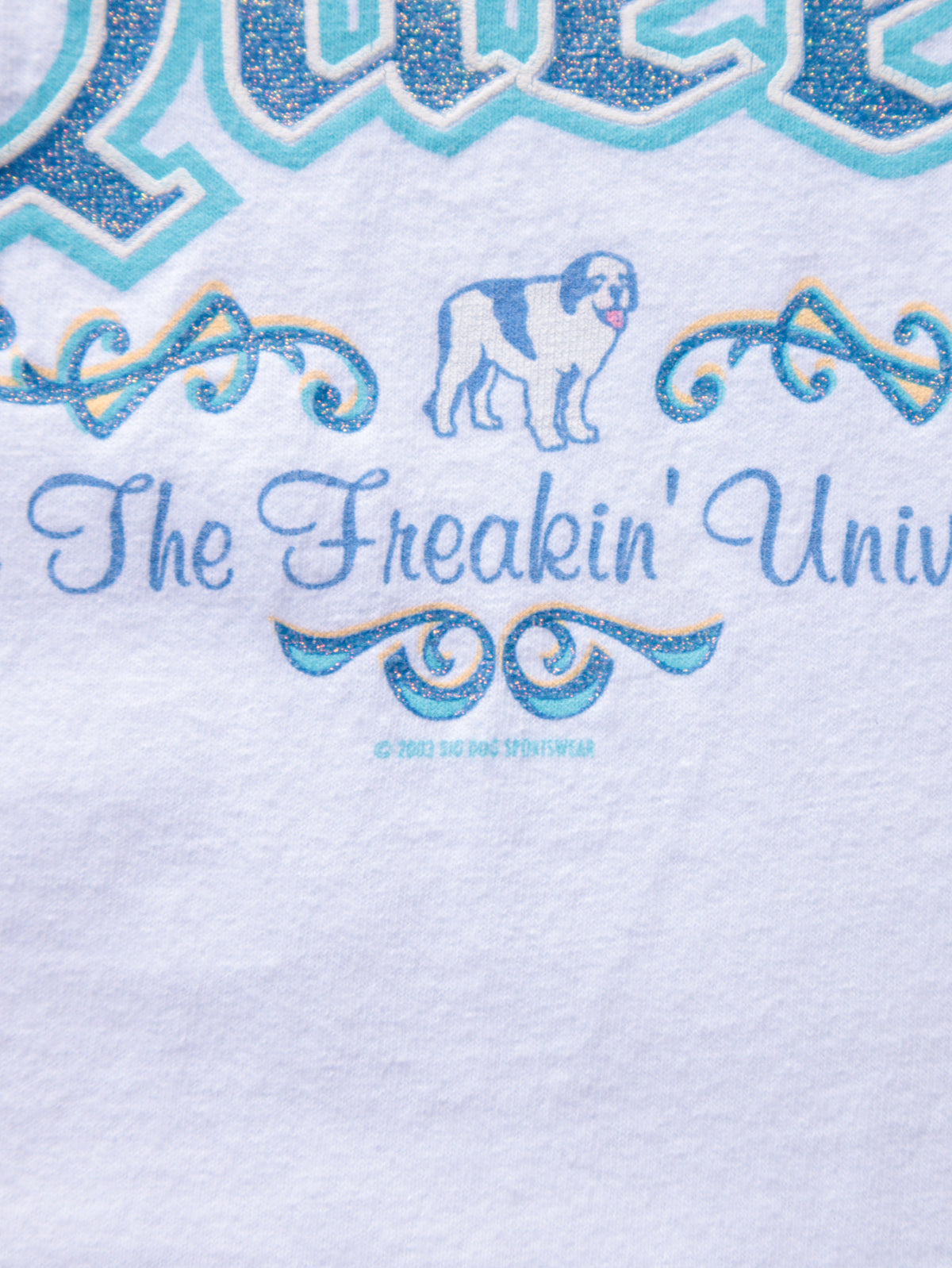 Vintage 2003 White Big Dogs Queen Of The Freakin' Universe Slogan Tee (-)