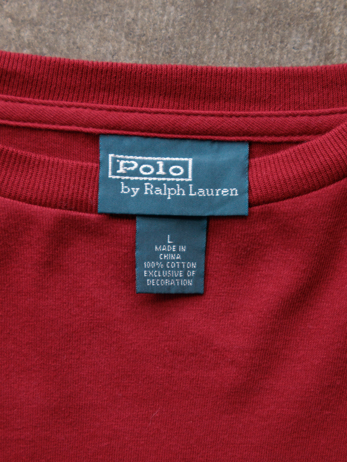 Vintage Red Polo Ralph Lauren Long Sleeve Tee (L)