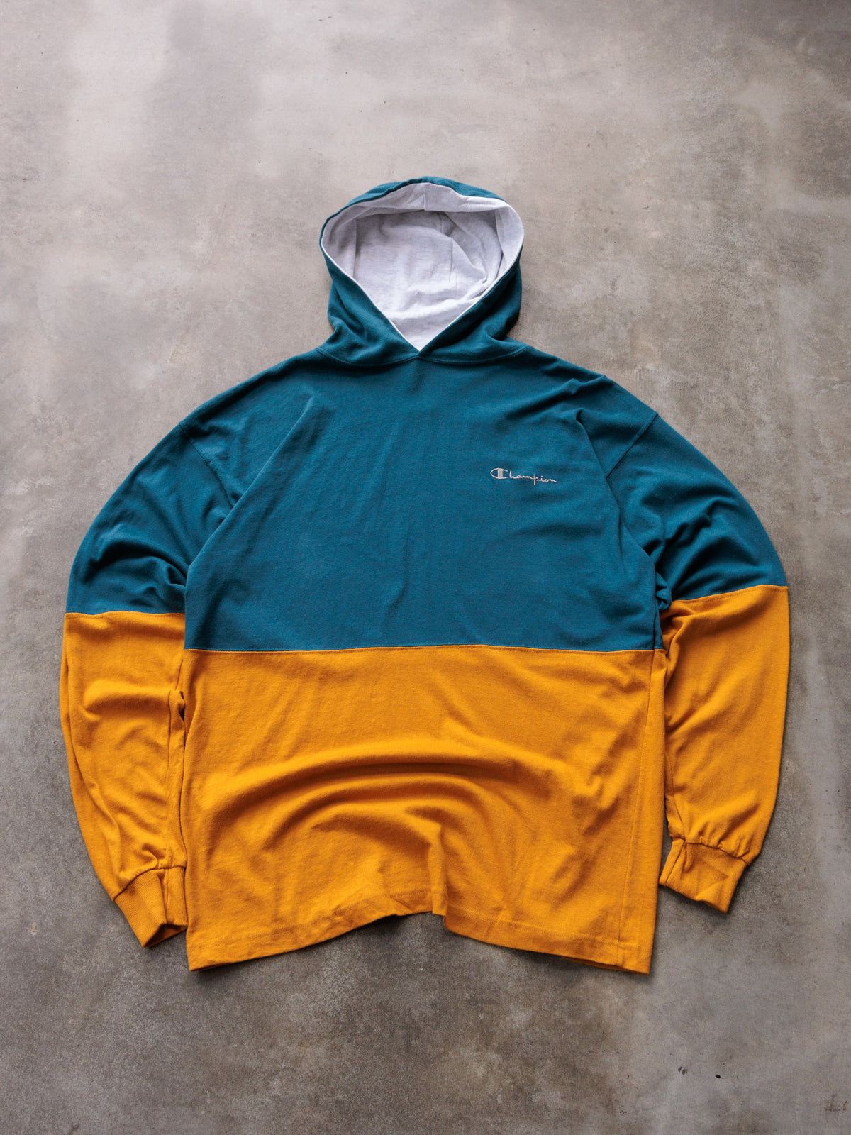 Vintage 90s Green Champion Colourblock Hoodie (XL)