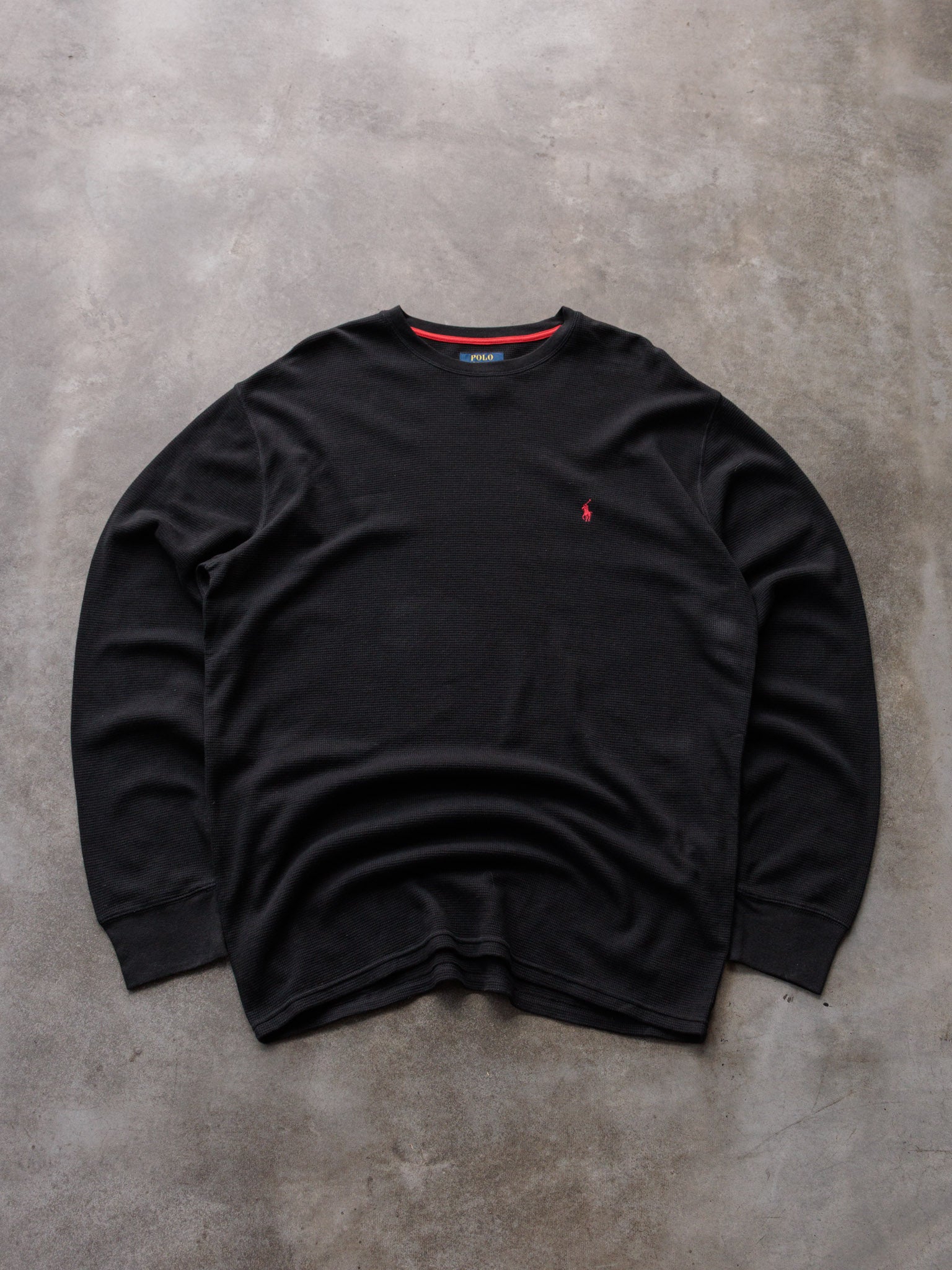 Vintage Black Polo Ralph Lauren Long Sleeve Tee (2XL)