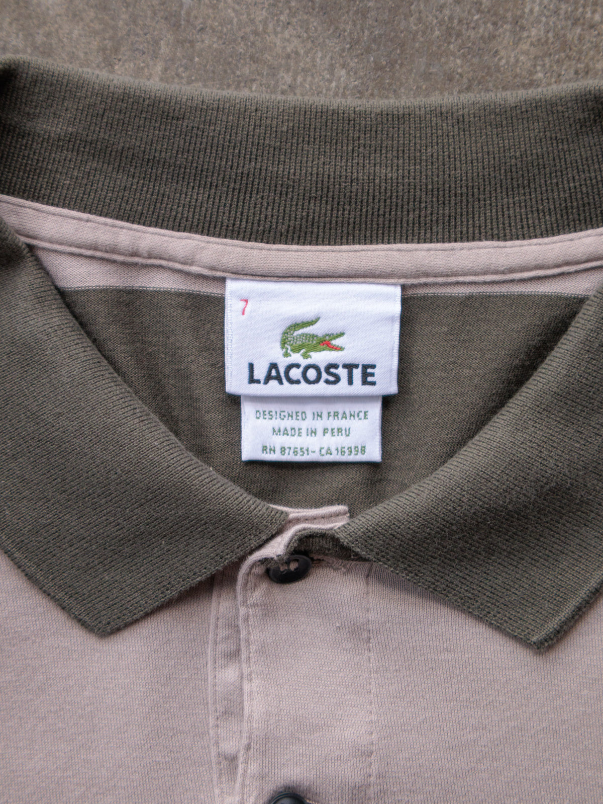Vintage Green Striped Lacoste Long Sleeve Polo Shirt (2XL)
