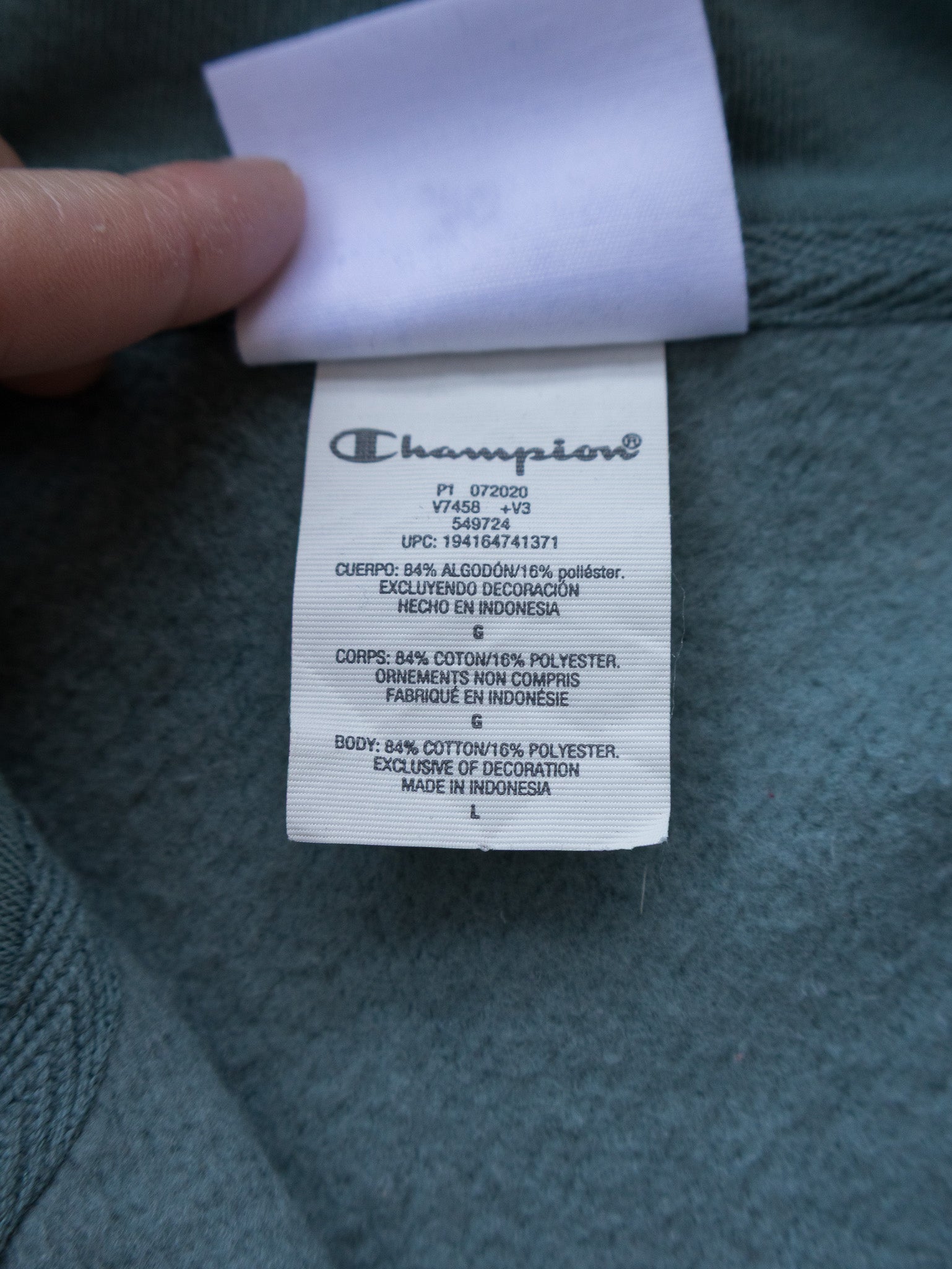 Vintage Green Champion Reverse Weave Hoodie (L)